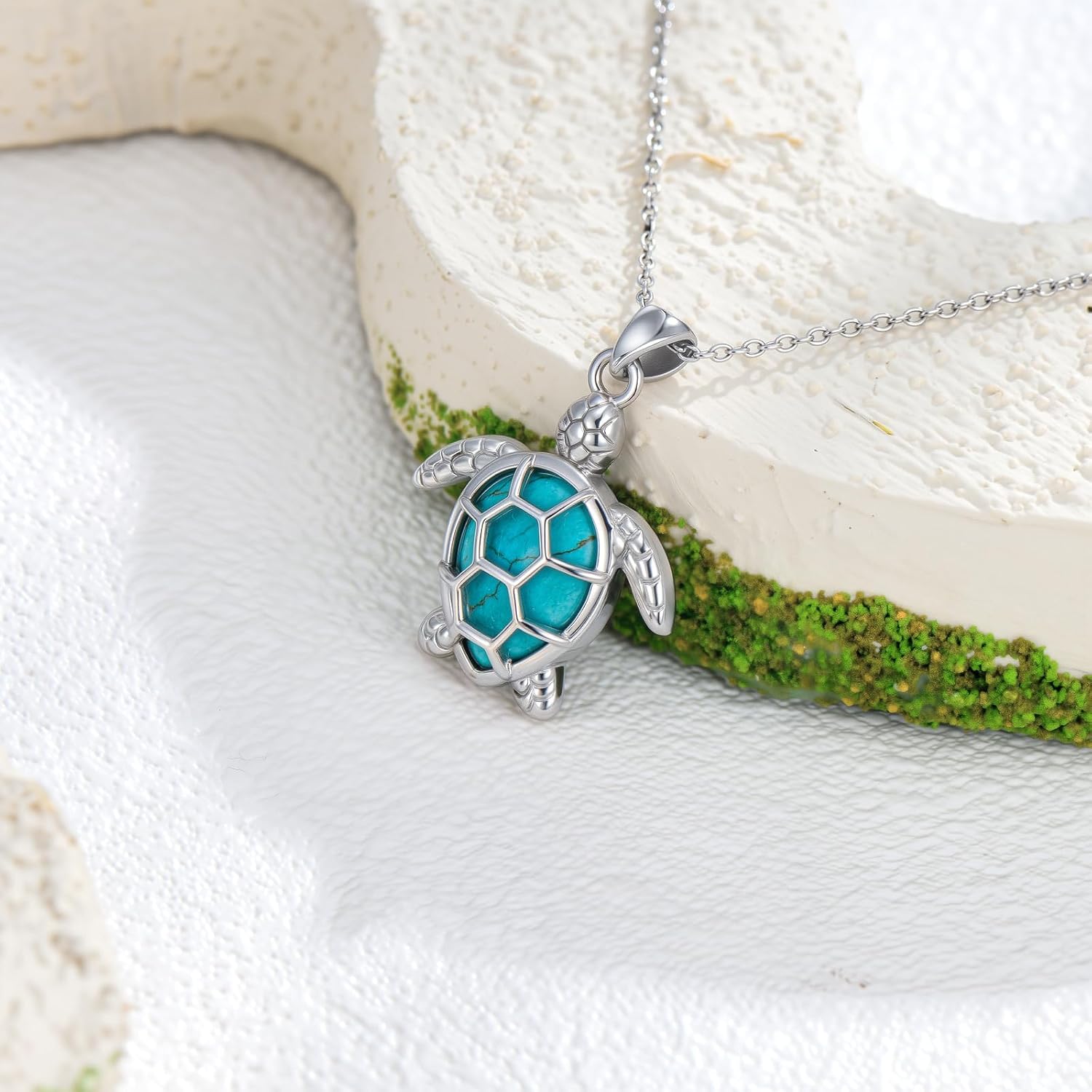 Turtle Necklace 925 Sterling Silver Sea Turtle Pendant Necklace with Adjustable Chain Genuine Gemstones Turtles Jewelry Birthday Mothers Day Gift for Women - Image 3