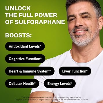 Sulforaphane Supplement Organic Broccoli Sprouts | Stabilized Sulforaphane from Broccoli Florets & Seeds | Organic Sulfur Supplements 120 Pills | 1 Pack