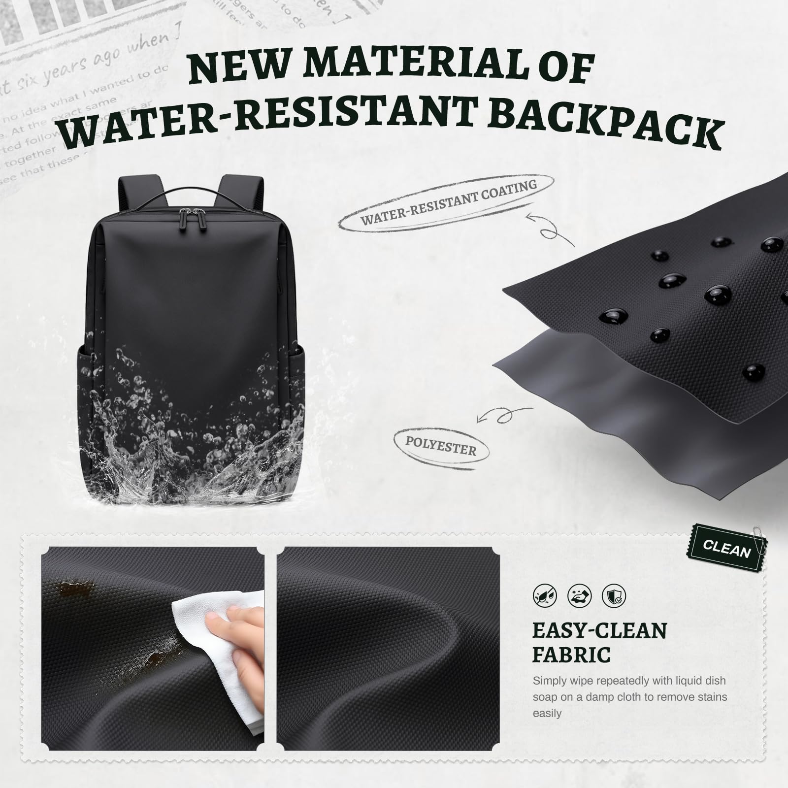 Sac a Dos Femme Homme en Simili Cuir, Multifonctionnel Résistant à l'eau Sac a dos Ordinateur de 15.6 Pouces, Sacs a Dos Voyage Cabine Avion pour Collège Affaire Scolaire Voyage