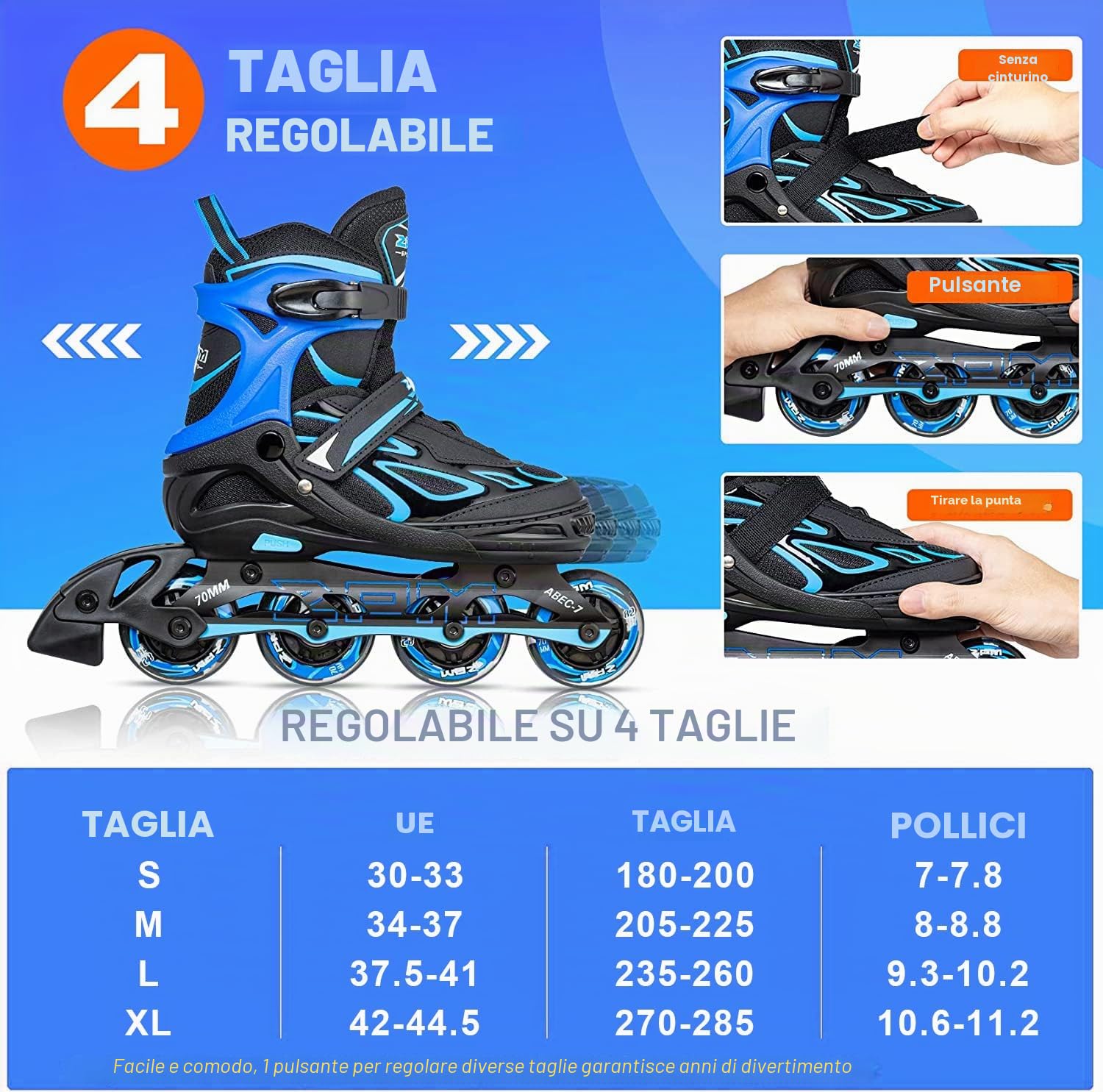 Brice Pattini Inline Skates Regolabili per Bambini e Ragazzi