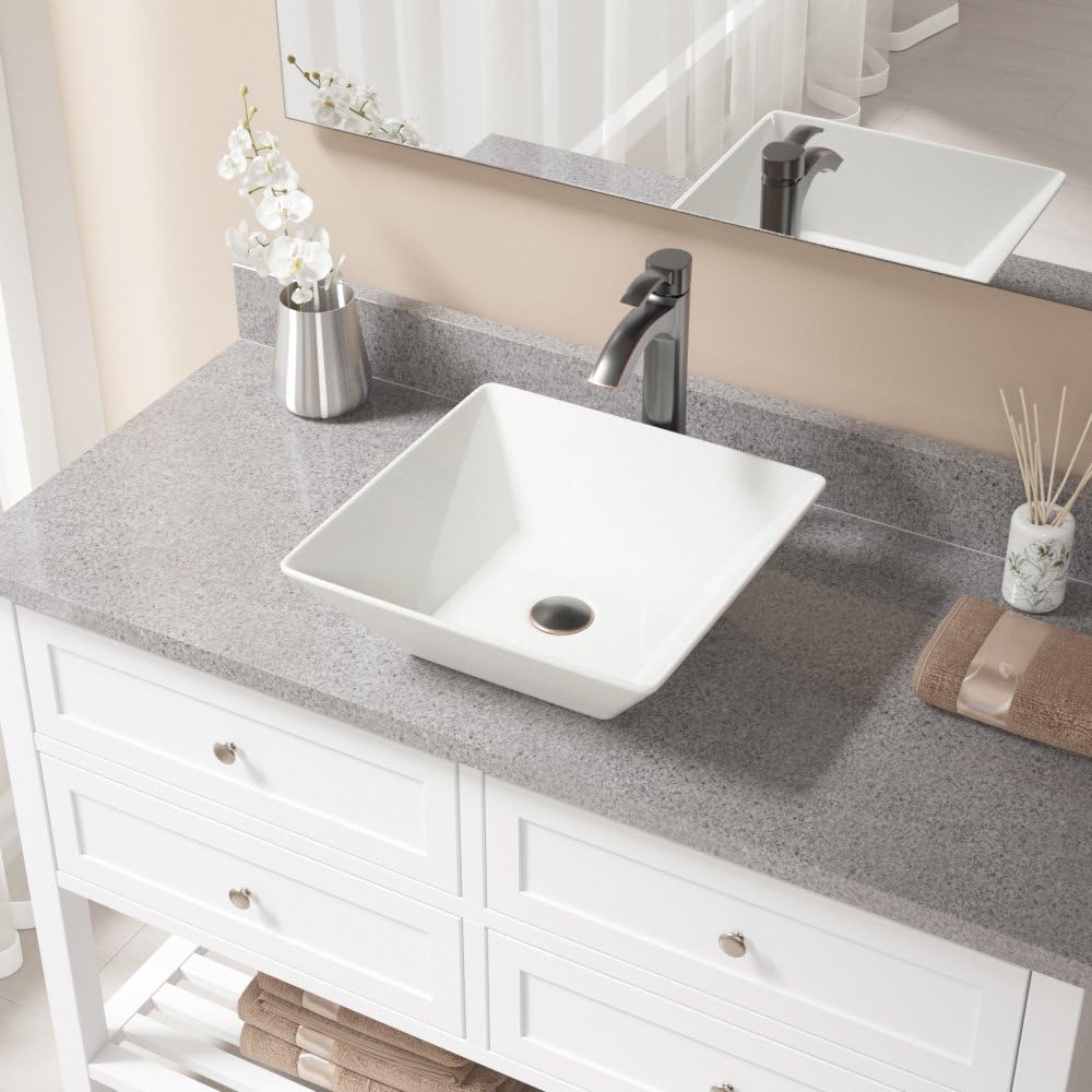 Chеареѕt 🛒 MR Direct V170-B-726-ABR Bisque Porcelain Vessel Sink Faucet and Pop-Up Drain in Antique Bronze, 726