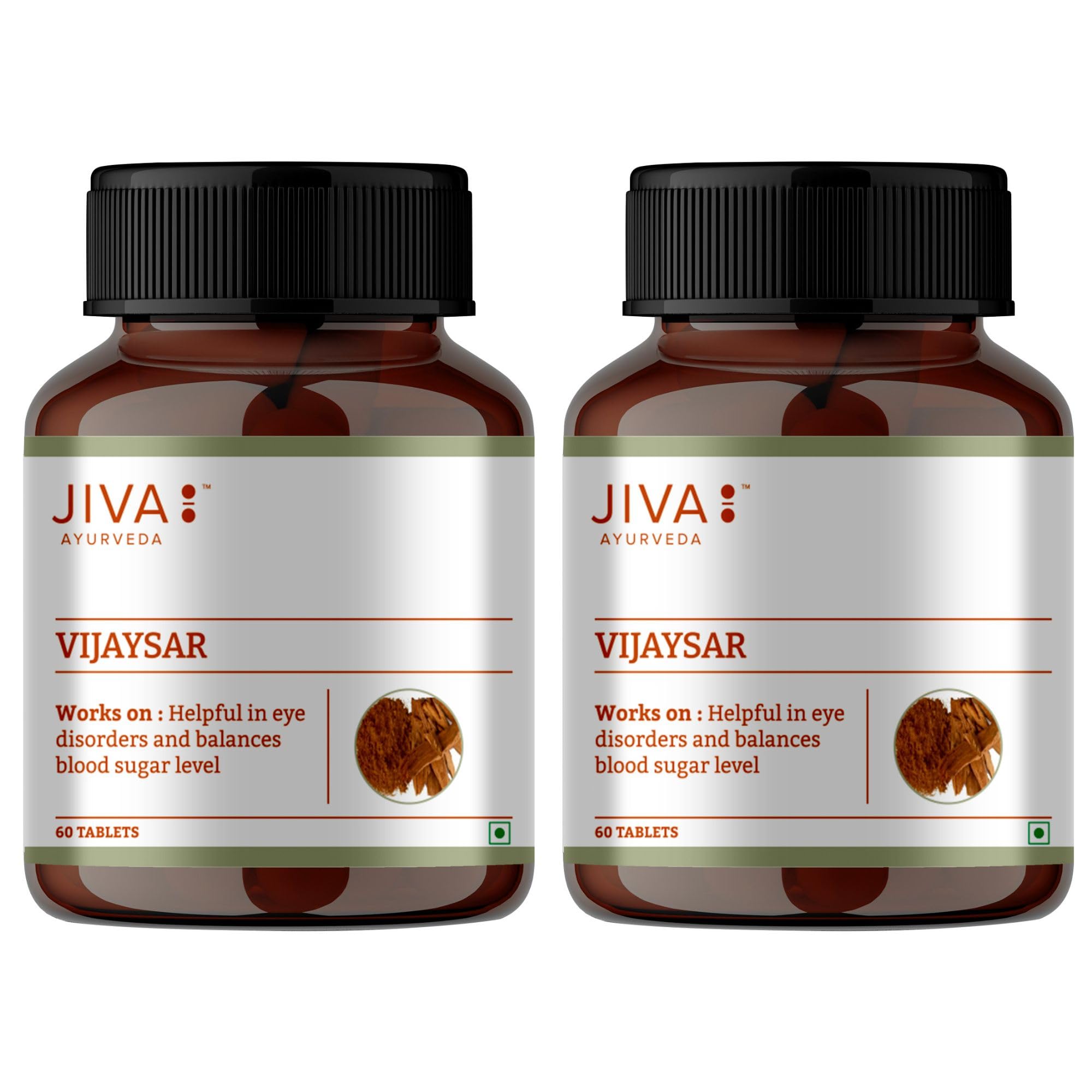 Jiva Vijaysar Tablets | Supports Blood Sugar Control | Enhances Digestive Health | 100% Natural Ayurvedic Herb Good For Diabetes - 60 Tablets (Pack of 2)-image-37