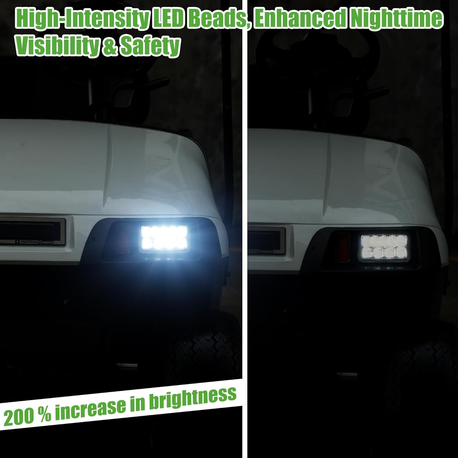 10L0L Golf Cart Headlight Kit for EZGO TXT 1996-2013 Gas & Electric, 12V Driver & Passenger Side, EZGO TXT Headlamp Kit with 3Pin Connector