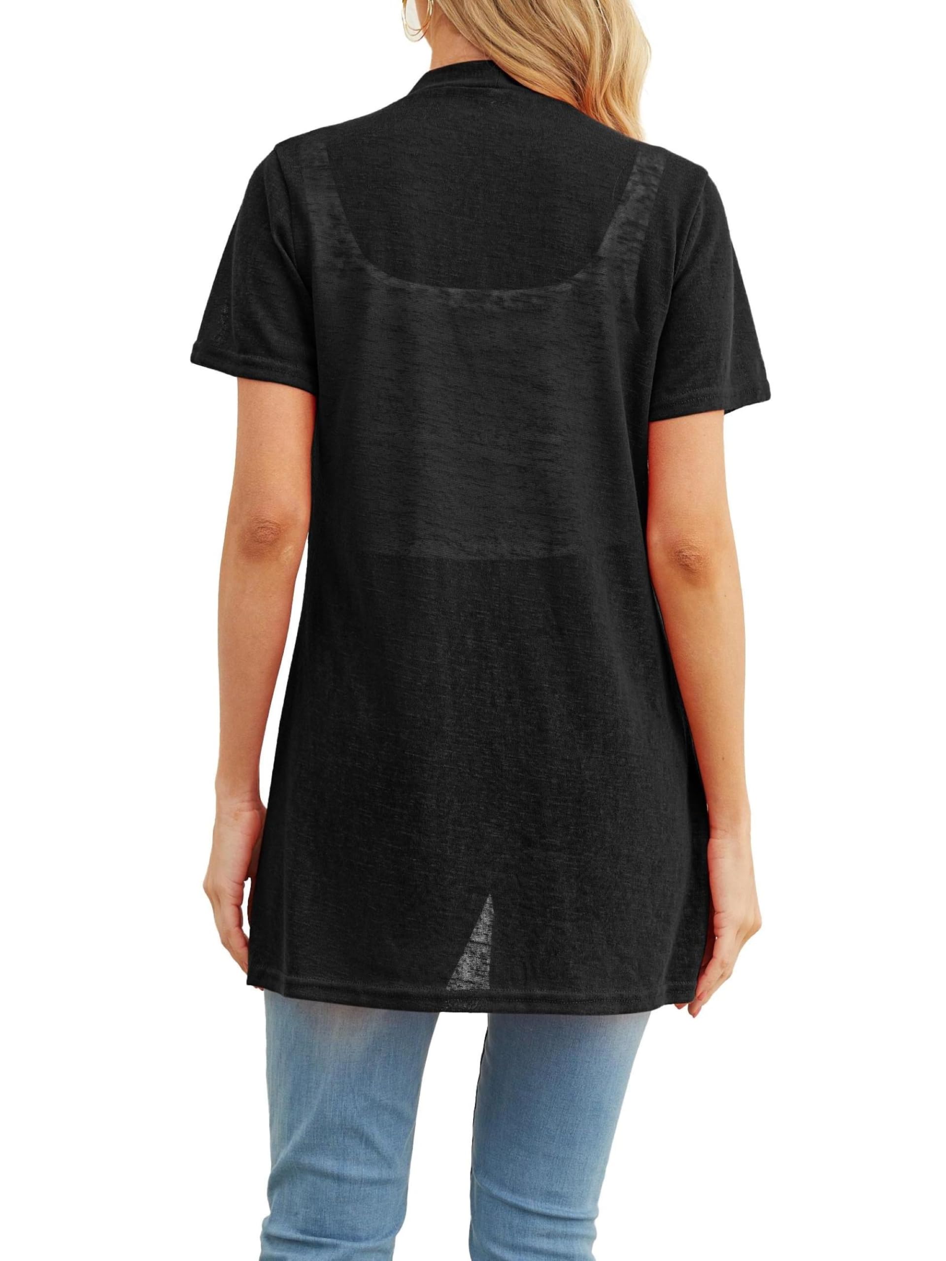QIXING Cardigan estivo leggero da donna, protezione solare, traspirante, morbido cardigan a maniche corte, perfetto per notti estive, ufficio e appuntamenti