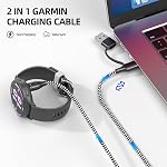 2 in 1 Charger Cable for Garmin Watch Compatible with Garmin Vívoactive 6 5 4s,Forerunner 965 955 945 55,Fenix 8 7 7X Pro 6 6X 5,Venu 3 2S,Approach S70 S62 S60,Epix Instinct Tactix(2 Pack)