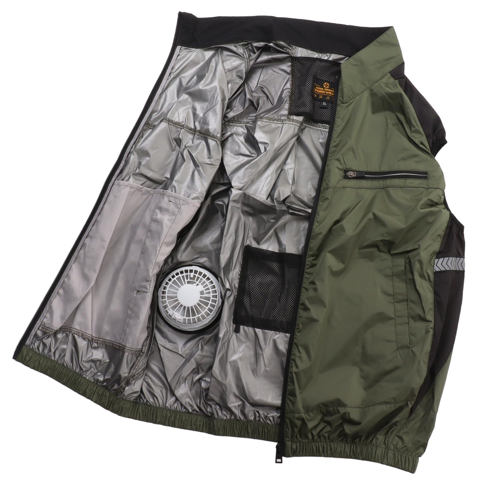 Cool Vest Ventola di Raffreddamento Vestiti con Aria Condizionata Giacca di Raffreddamento UV Resistente Traspirante Adatto alla Pelle Indossabile Ventola di Raffreddamento Gilet (OD Verde)