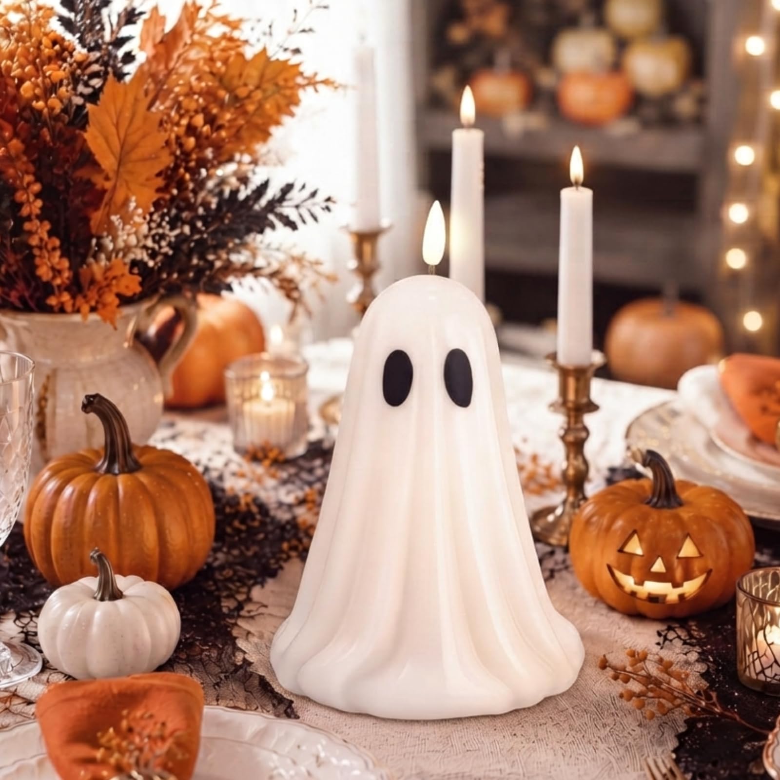 Baquler Velas LED parpadeantes sin llama con temporizador, control remoto, aroma a pilas (blanco, fantasma)