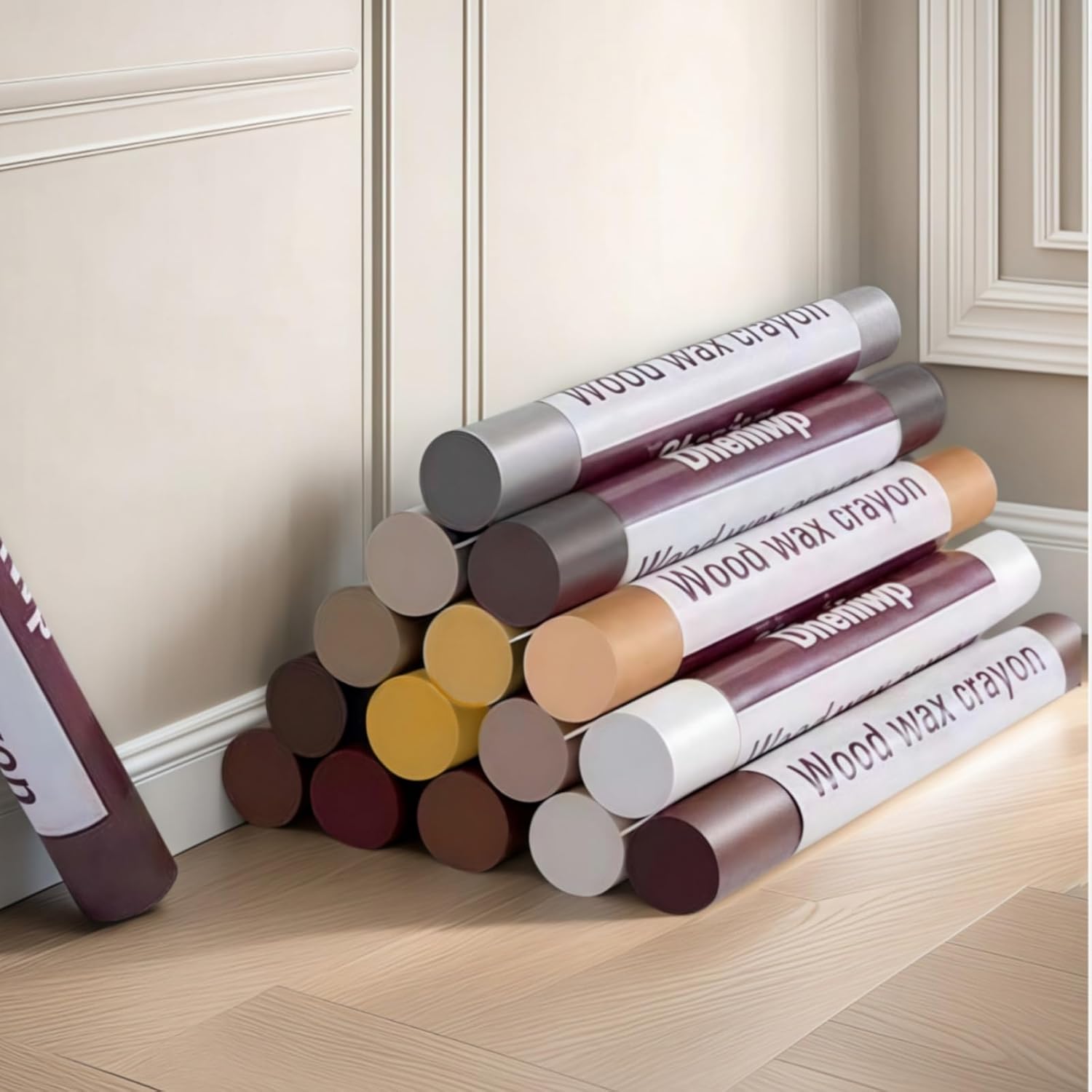 Wood Filler Sticks & Scratch Repair Kit - 8 Colors Wood Repair Crayons for Scratches, Holes on Furniture, Floors, Doors | Quick Fix