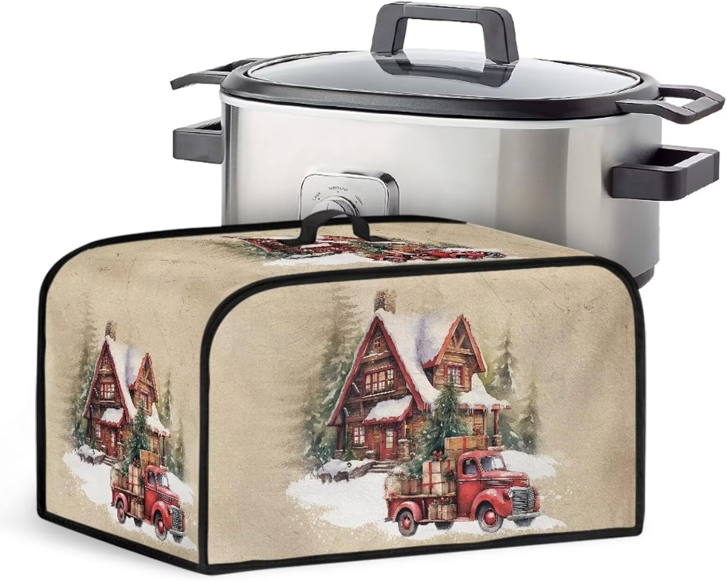 Christmas Decor Slow Cooker Covers Foldable Oval Crock Pot Cover with Top Handle and Accessories Pocket, Universal for Air Fryer, Hot Cooker, Pressure Cooker (Snow House Truck) Christmas Decor Slow Cooker Covers Foldable Oval Crock Pot Cover with Top Handle and Accessories Pocket, Universal for Air Fryer, Hot Cooker, Pressure Cooker (Snow House Truck)