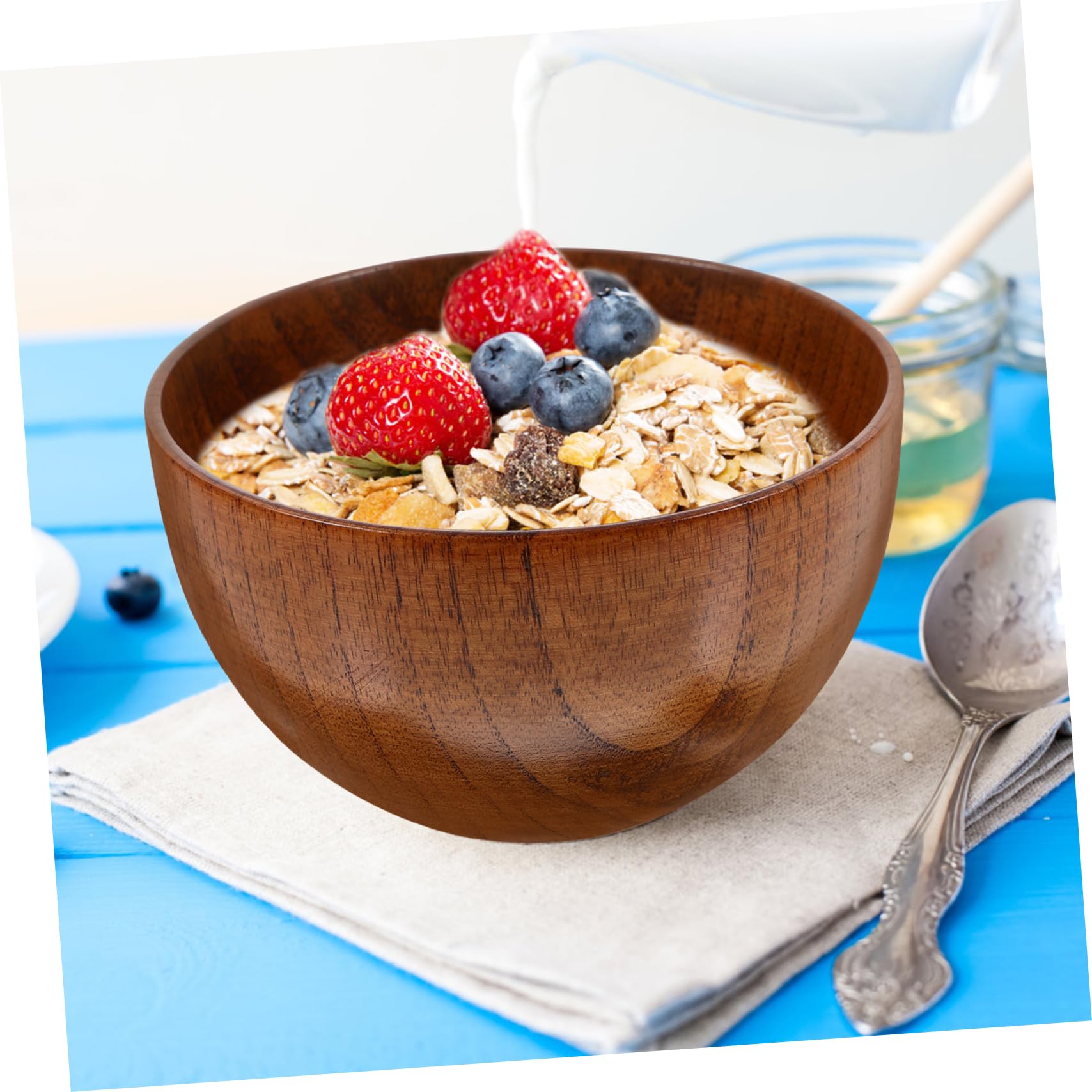 Cabilock 3 Piezas bol de madera ensaladera madera fruit bowl Ensaladera de tazón japonés de tazón de práctico bochas tazón de sopa de cuencos de