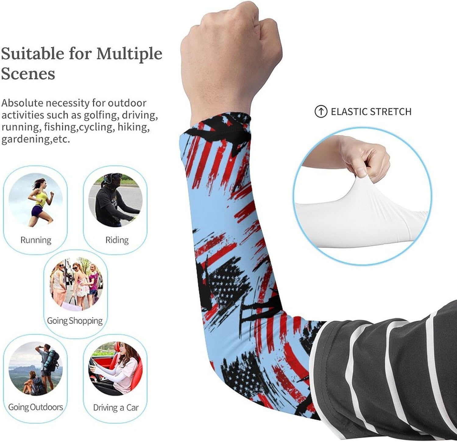 Veterans U.S Flag Salute Arm Sleeves Sun Protection Sleeves Sports Cooling Arm Compression Sleeve for Men Women