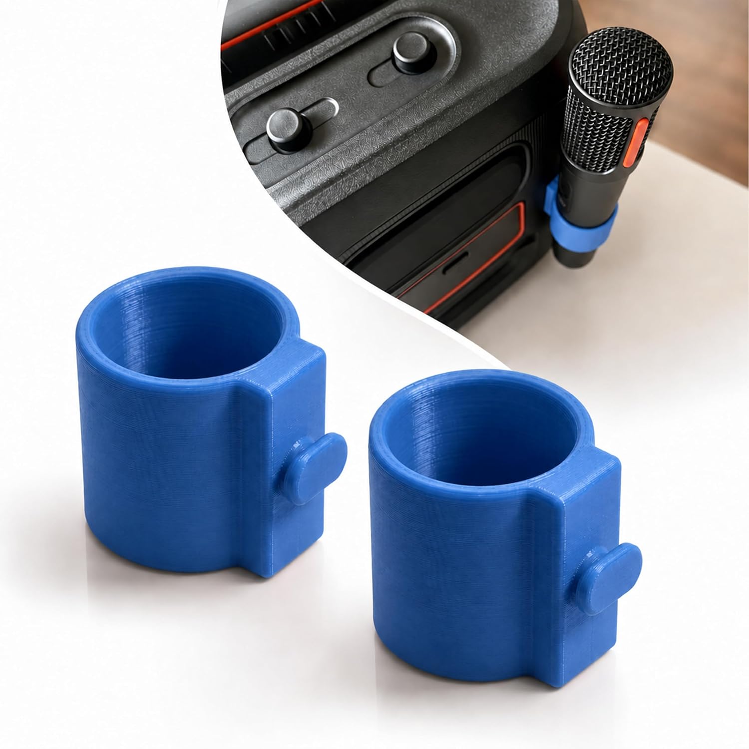Microphone Holder Stand Compatible with Jbl Partybox Encore 2 Wireless Mic Dock Clip Storage Slot Karaoke Accessory Mount for Home Party Use (Blue)