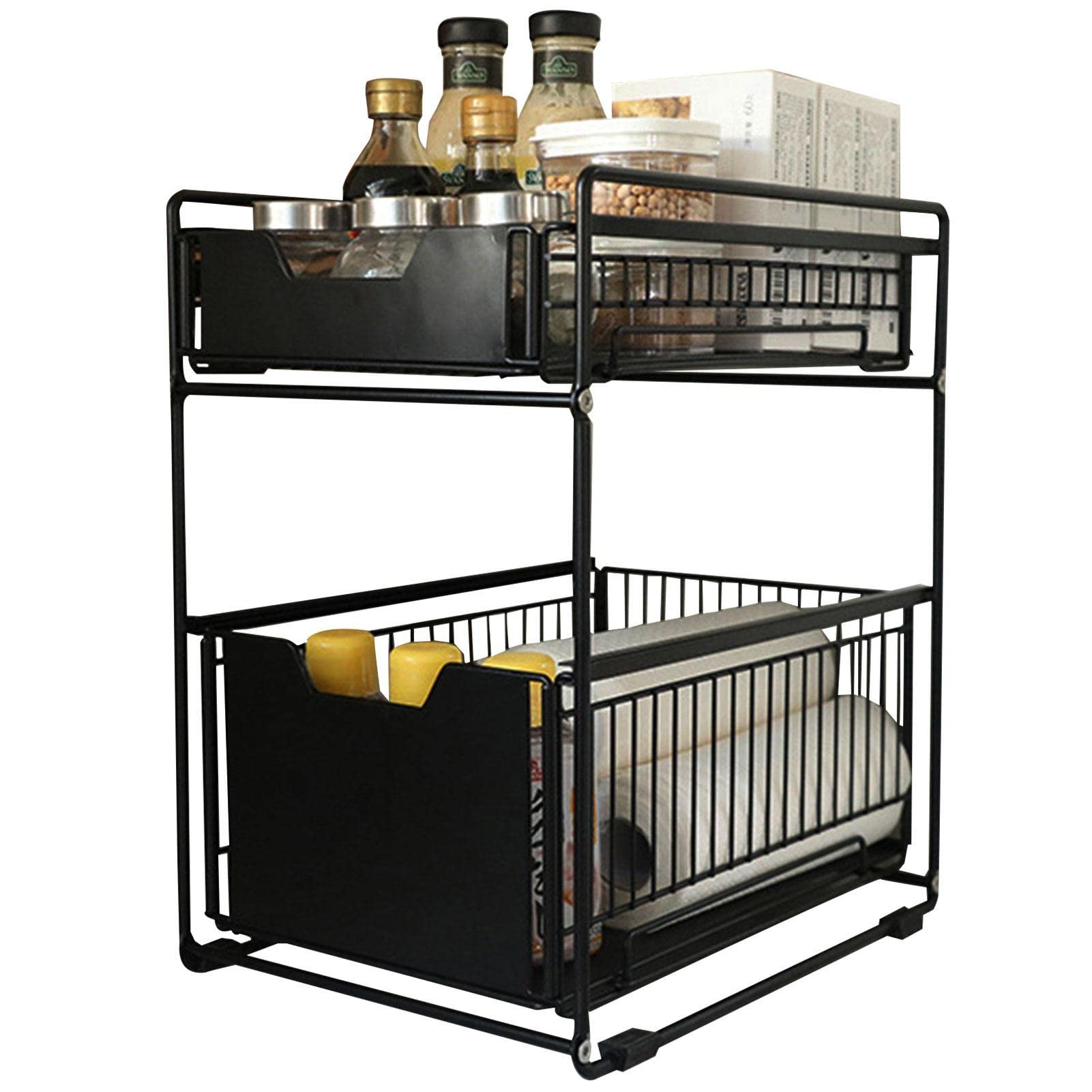 Panier à tiroirs pour le rangement et armoire base empilable sous évier