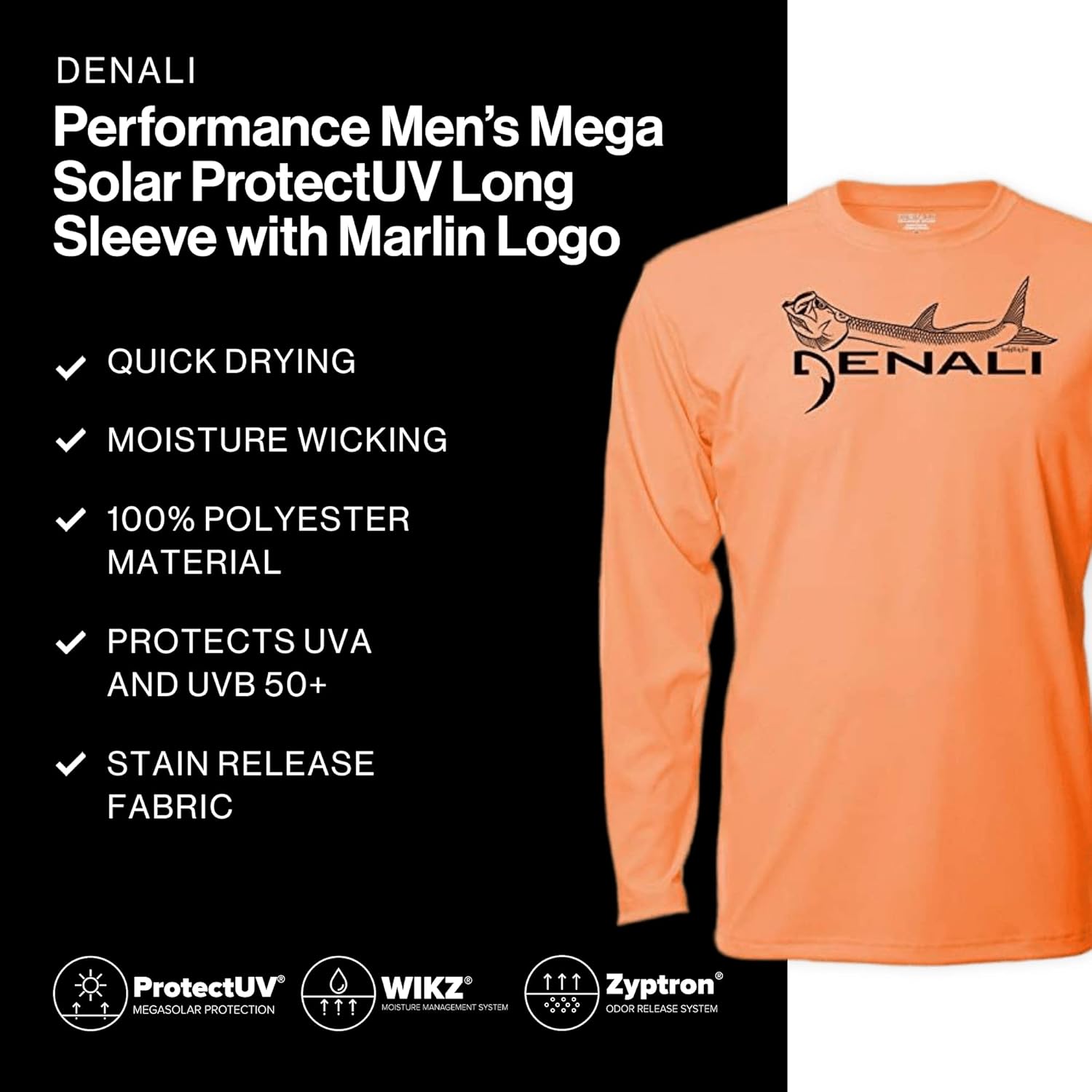 Denali Men's Tarpon Logo Tournament Teaser UPF 50+ Long Sleeve T-Shirt, UV Protection, Quick Dry Fisherman's Shirt