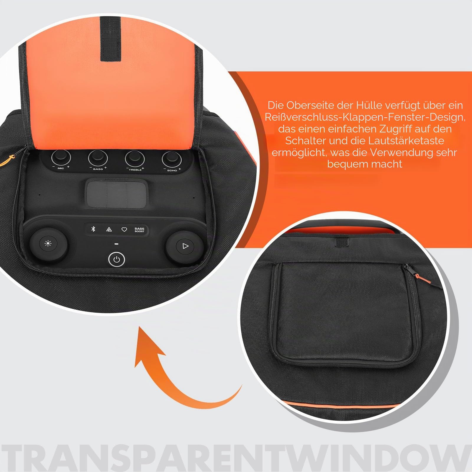 Lautsprecher-Schutzhülle für JBL Partybox Ultimate, Staubschutz, Aufbewahrung, Ladekabel, Mikrofone, Bluetooth, kabellose Audio-Reisetasche, Schwarz, Netztasche