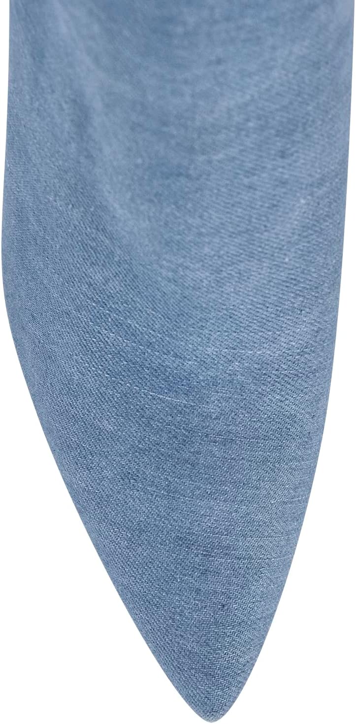 richealnini Sexy Pointed Toe Stilettos High Heels Thigh High Boots Denim Cowboy Cowgirl Over the Knee Boots for Women