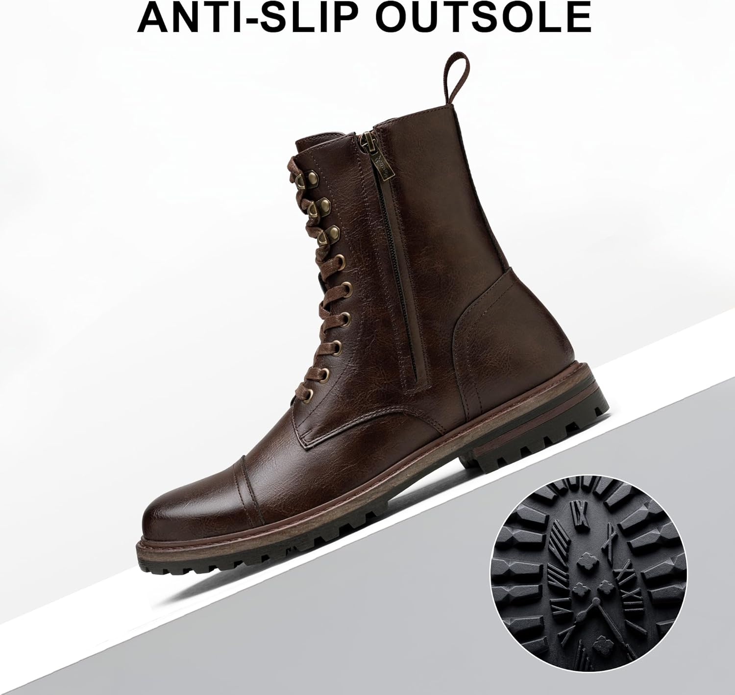 Jousen Mens Boots High Top Motorcycle Boots Fashion Zipper Dress Boots for Men - Image 4