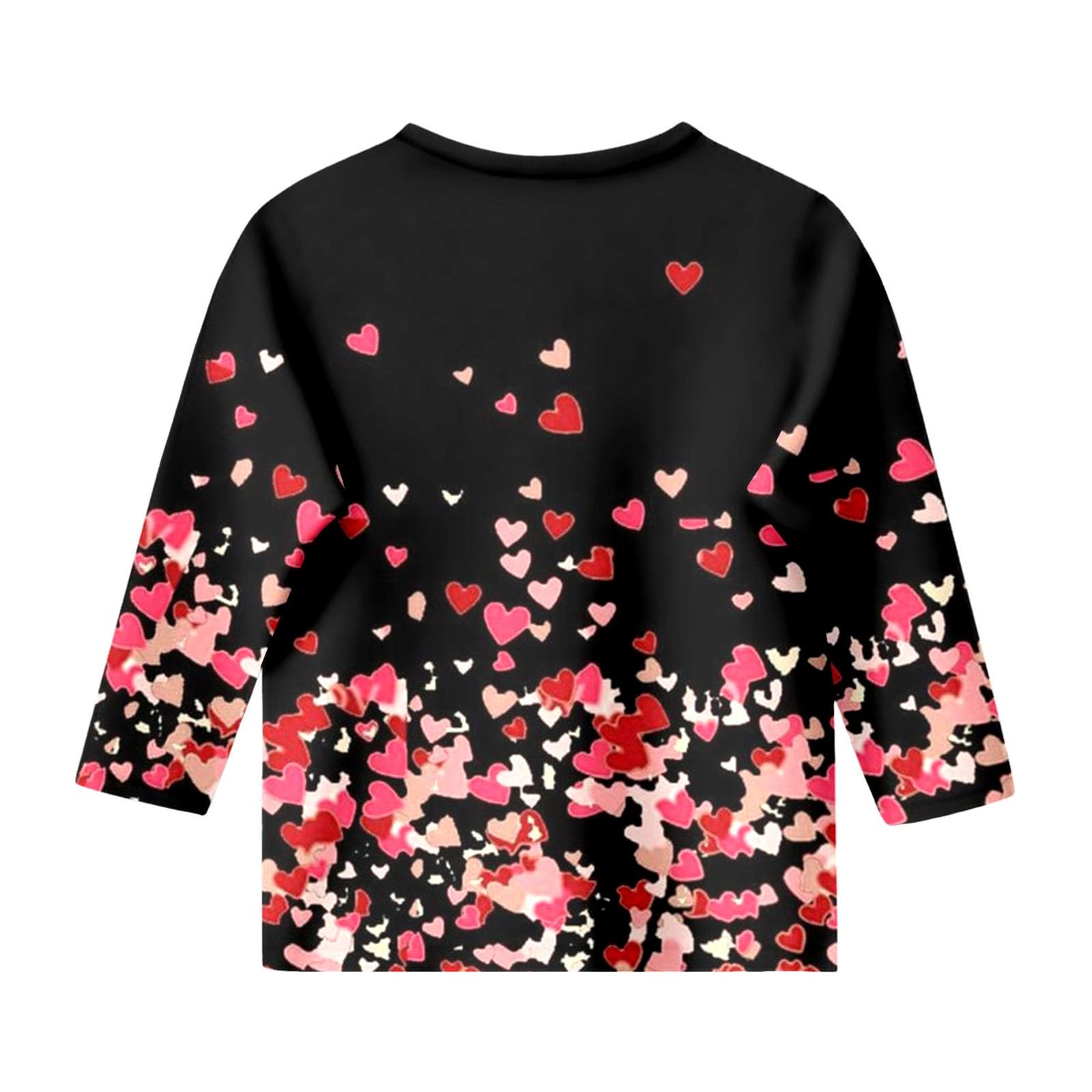 Modisches Mädchen T-Shirt für Valentinstag mit Rundhalsausschnitt 3/4-Ärmeln in lässigem Design