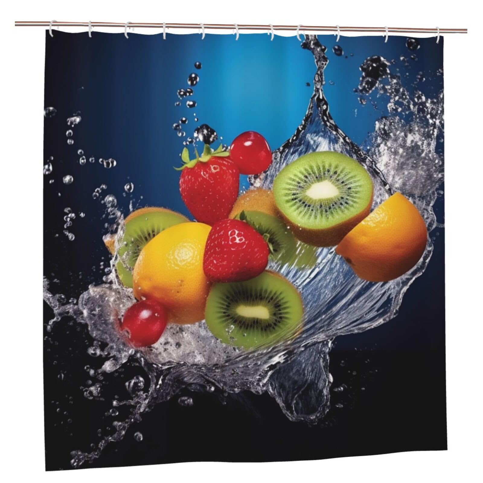 Rideau de douche 182x182 cm imperméable et résistant avec motif fruits coloré