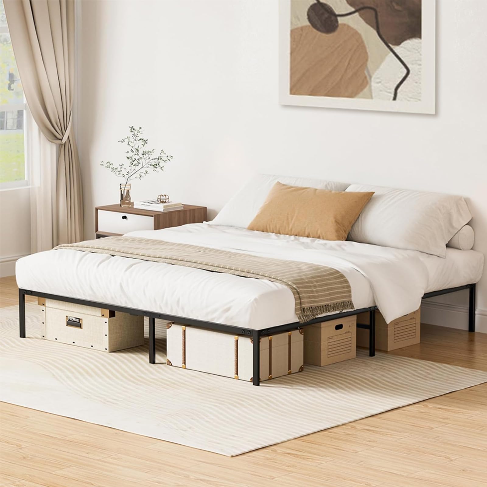 Ensemble Matelas 160x200 et Lit et Couette et 2Oreillers(Pack Matelas 160x200+Lit Métal)