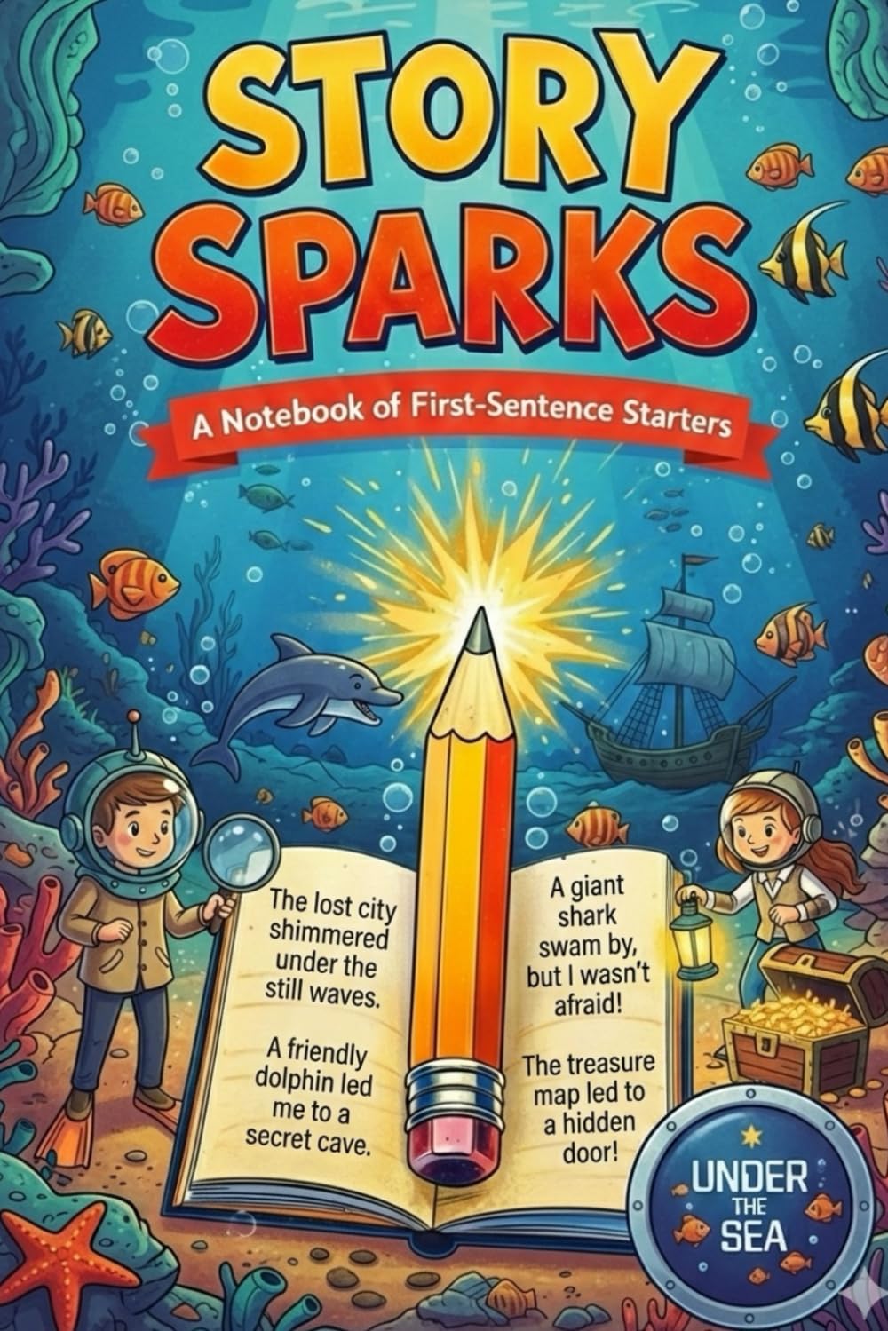 Story Sparks: Under the Sea: Story Starters for Creative Kids: A Notebook of First Sentence Starters