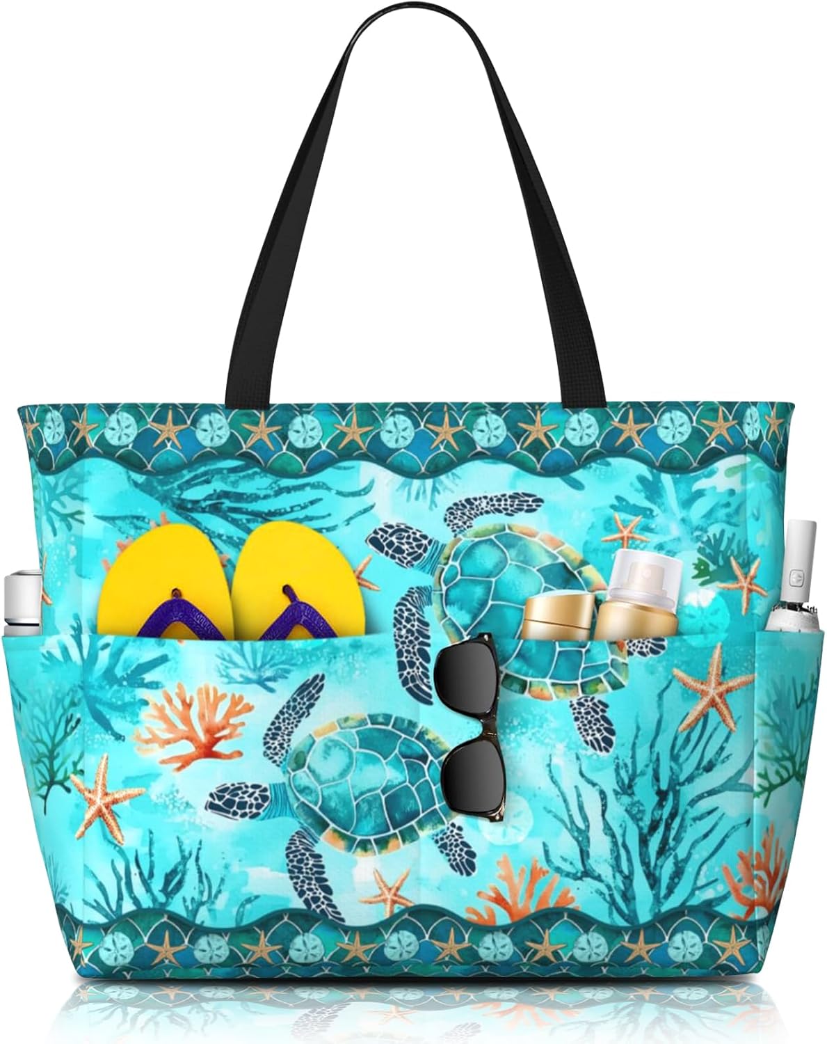 Extra Large Beach Bag, Waterproof Sandproof Beach Totes Bags With Zipper, Pool Bags