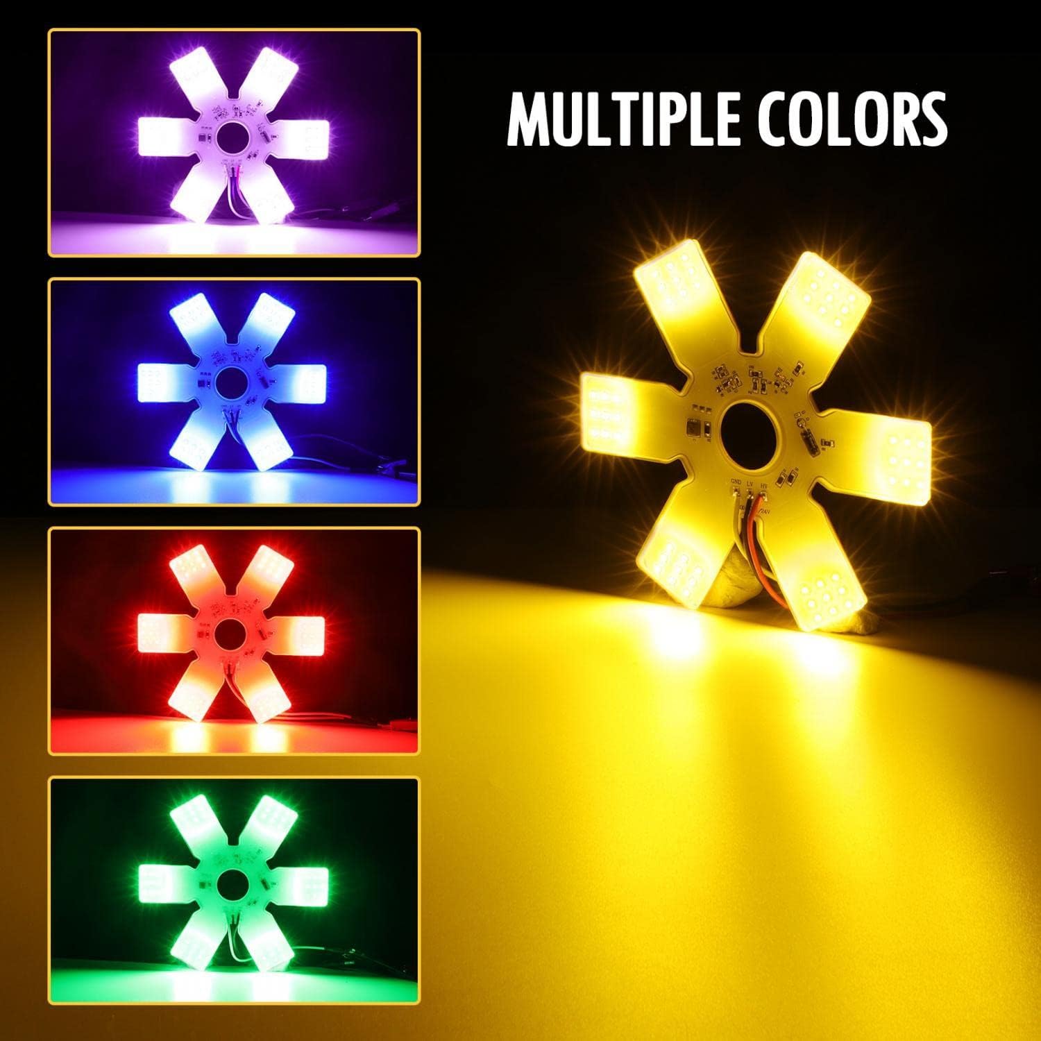 Partsam LED Air Cleaner Light 7.8" Inch Ultra-Thin Hex Style Dual Function Interior 54 Diodes Decorative Air Breather Lamp for Peterbilt Kenworth Freightliner Truck Trailer RV IP67 12-30V (Yellow)