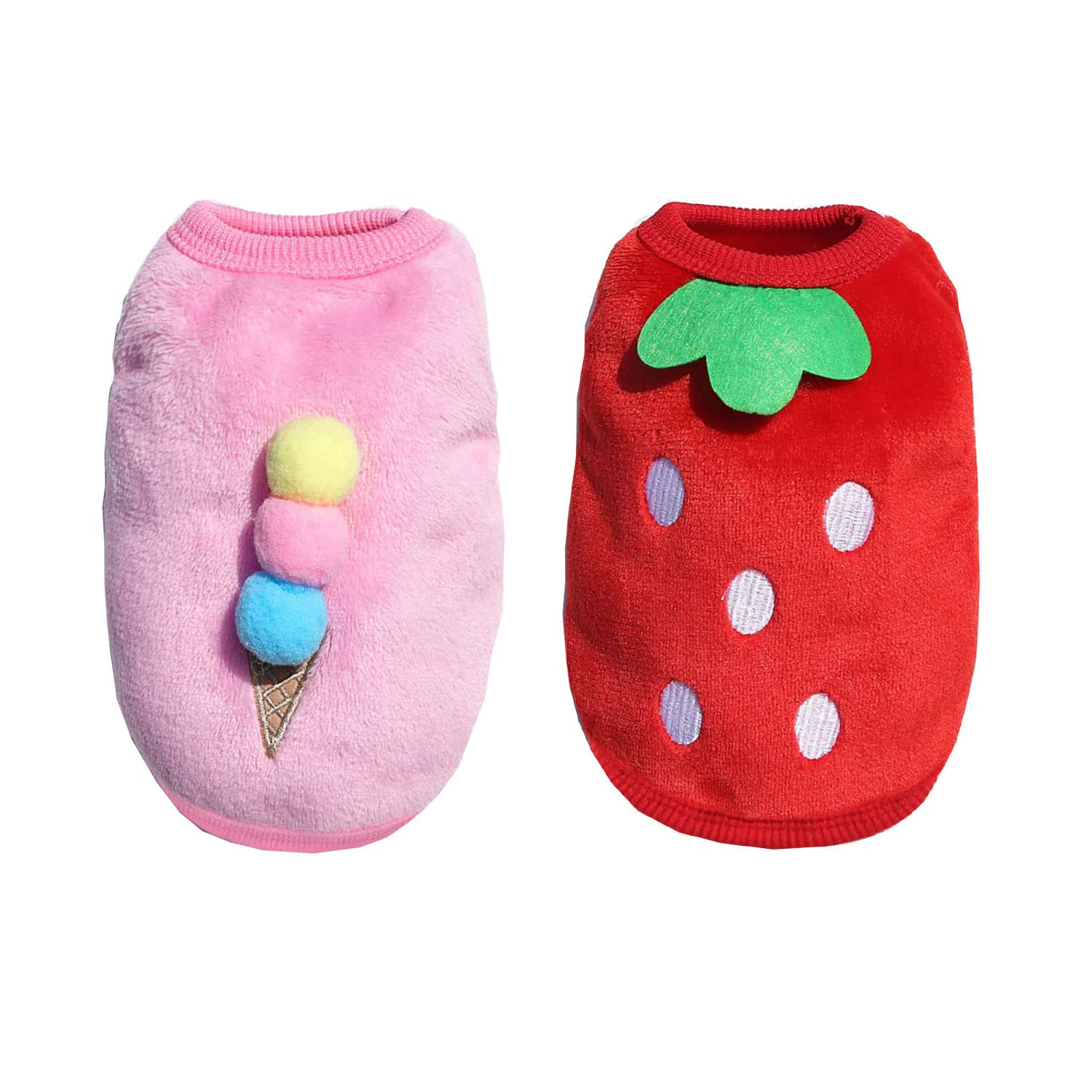 BT Bear Small Dog Clothes, 2PCS Small Dog Clothes Coat Winter Fleece Warm Puppy Jacket Apparel Chihuahua Sweater Clothing Cat Doggie Small Dog Jumper (M,Pink and Red)