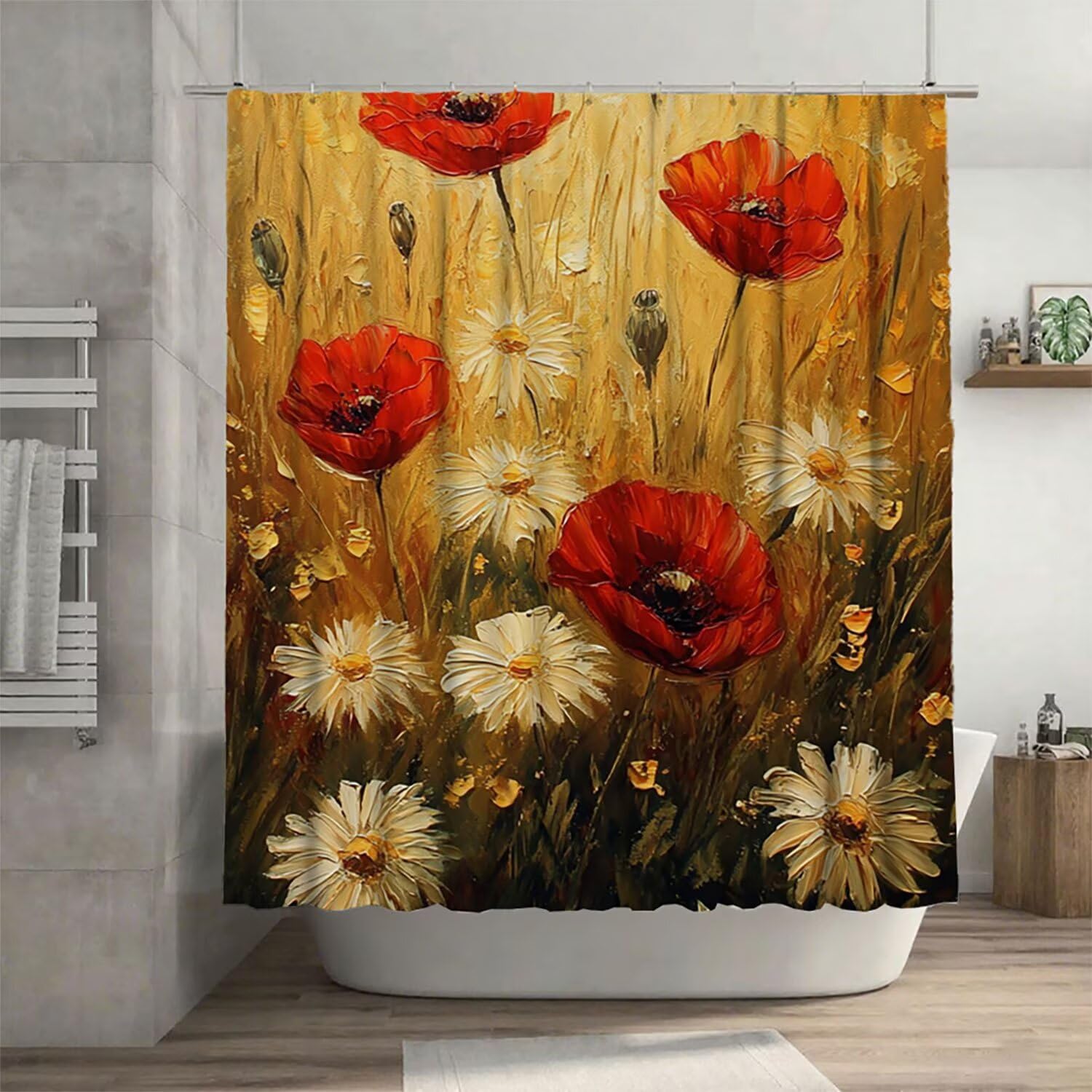 Shower curtain imperméable polyester tissu lavable et rideau de douche fleuri