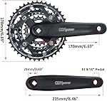 Triple Speed Aluminum Alloy Square Crankset 170mm 104/64bcd 42/32/22T with Chainring Crankarms, Crank Set Chainset for Mountain Road Bike Fixed Gear Bicycle