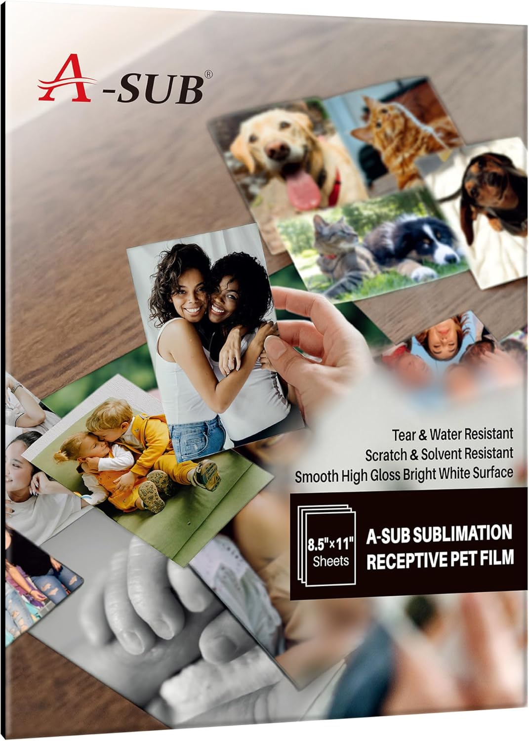 A-SUB Sublimation Receptive PET Film Photo Blanks 8.5X11 Inch 5Pcs DIY Transfer Heat Press Sublimation Blanks Sign Photo Poster Blanks (White)