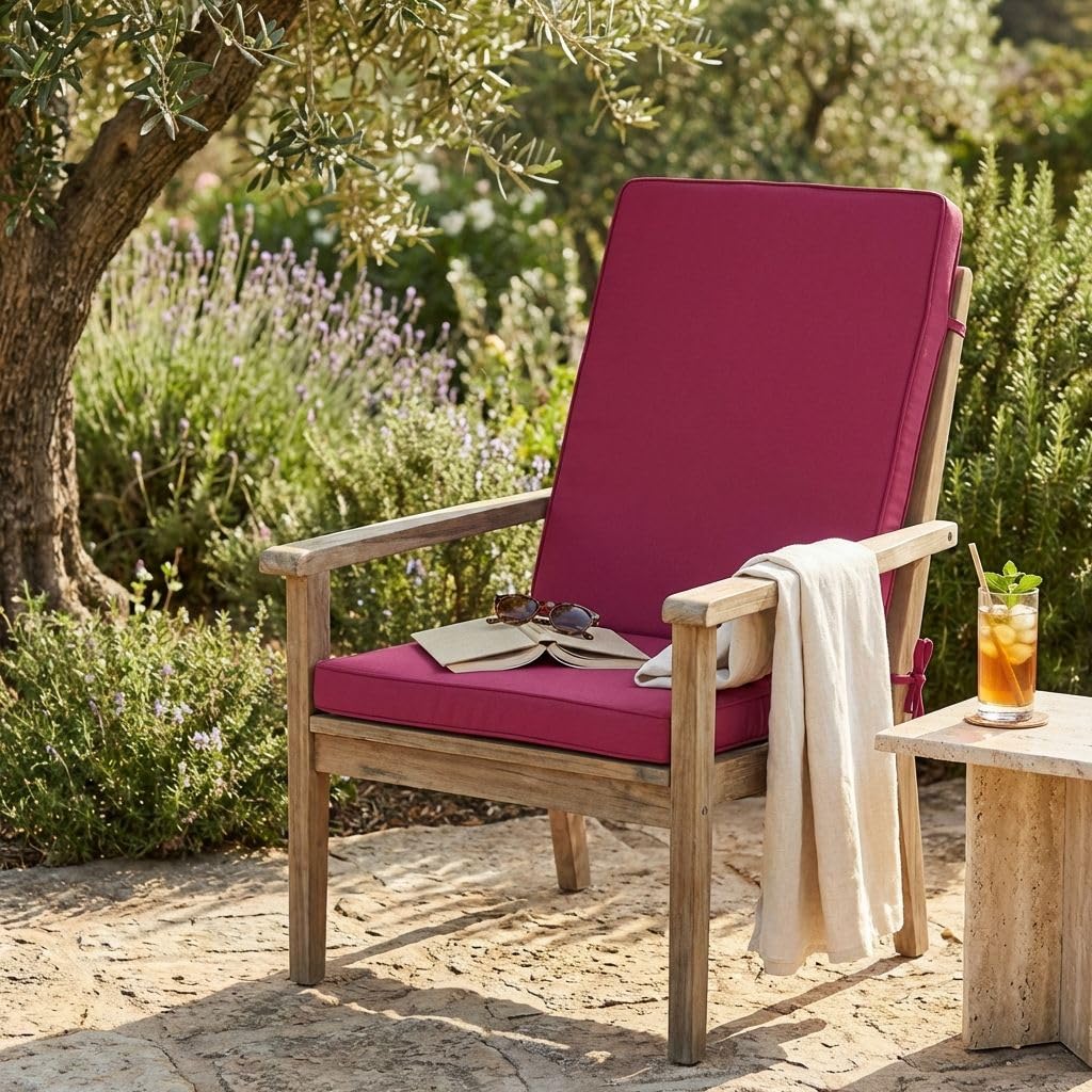 milani home - cuscino medio seduta e schienale, Sanaty, sfoderabile con lacci, poliestere, magenta, 90 x 40 x 4 cm