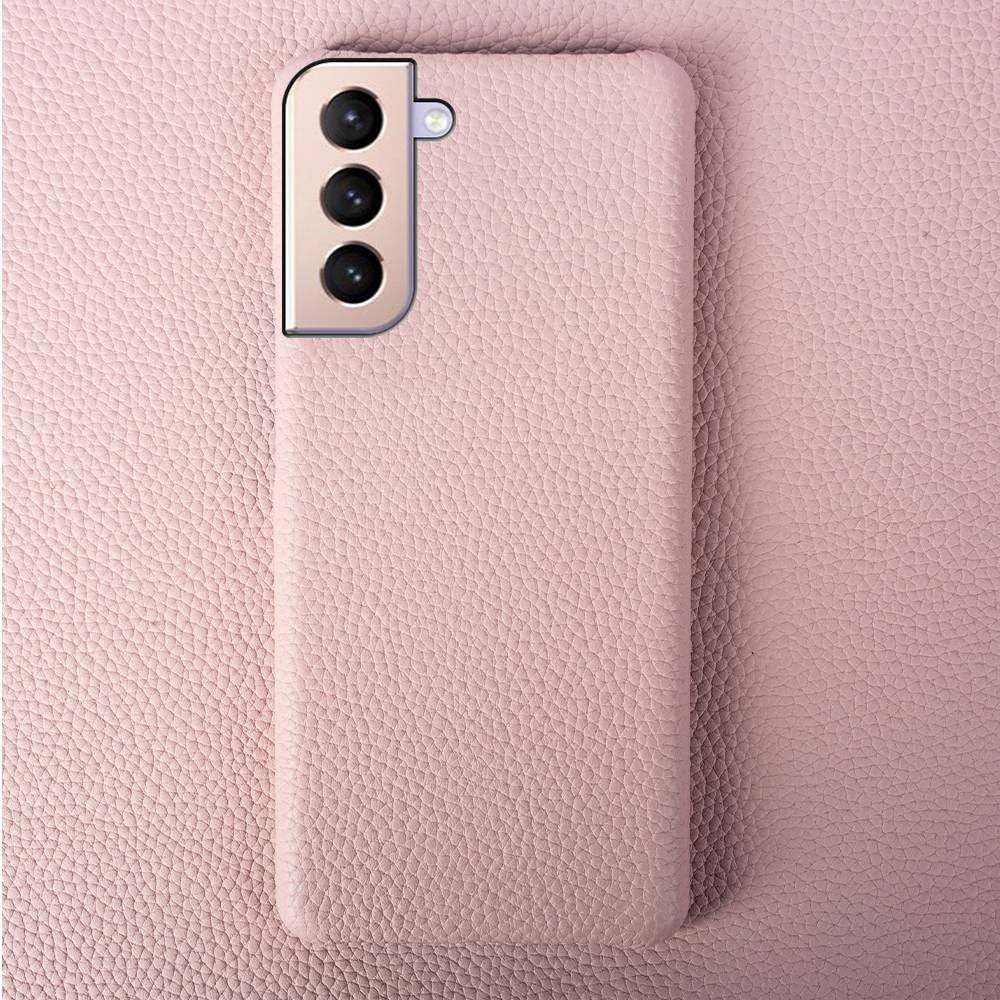 Coque Samsung S22 Ultra rose texture cuir pour éviter les chutes