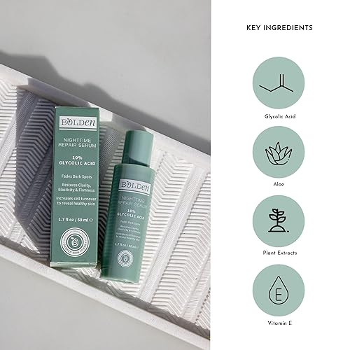 Miniatura 9 de BOLDEN Paquete de suero reparador nocturno y limpiador clarificante, suero iluminador de manchas oscuras y limpiador de gel sin sulfatos para pieles