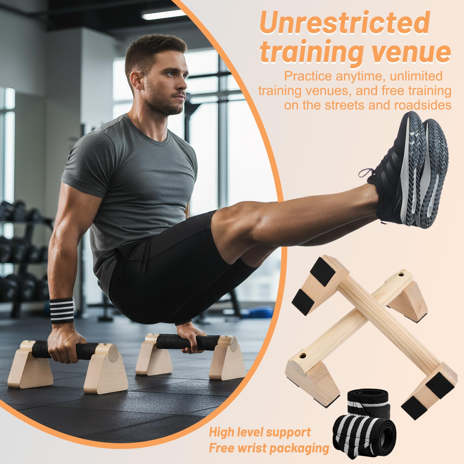 Parallele Calisthenics, 2 Parallele Basse, Maniglie per Flessioni in Legno 25cm, Ergonomiche e Antiscivolo con Protezione per il Polso, Push Up Bar Fitness per Interni ed Esterni