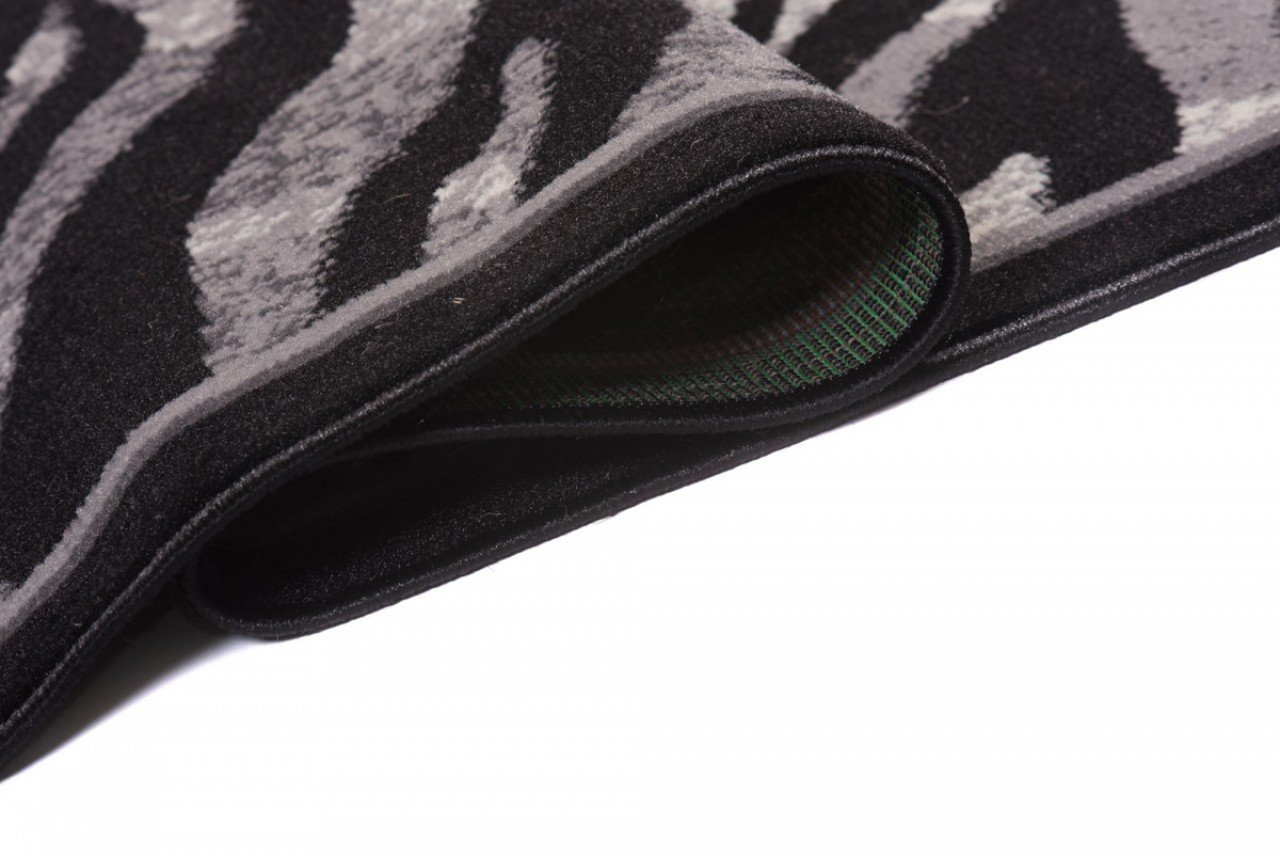 TAPISO Dream Teppich Läufer Flur Brücke Modern Zebra Streifen Tier Muster in Creme Grau Schwarz Korridor Wohnzimmer ÖKOTEX 80 x 320 cm