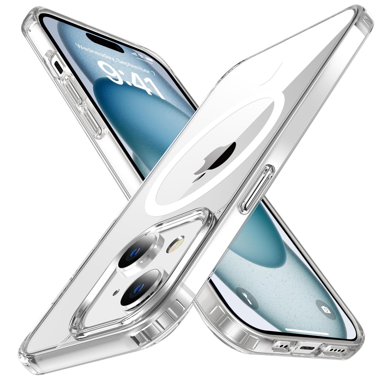 tigratigro Cover Magnetica per iPhone 15, Compatibile con MagSafe Ricarica Wireless, Anti Ingiallimento, Antiurto di Grado Militare, Custodia magnetica, Retro Antigraffio Trasparente