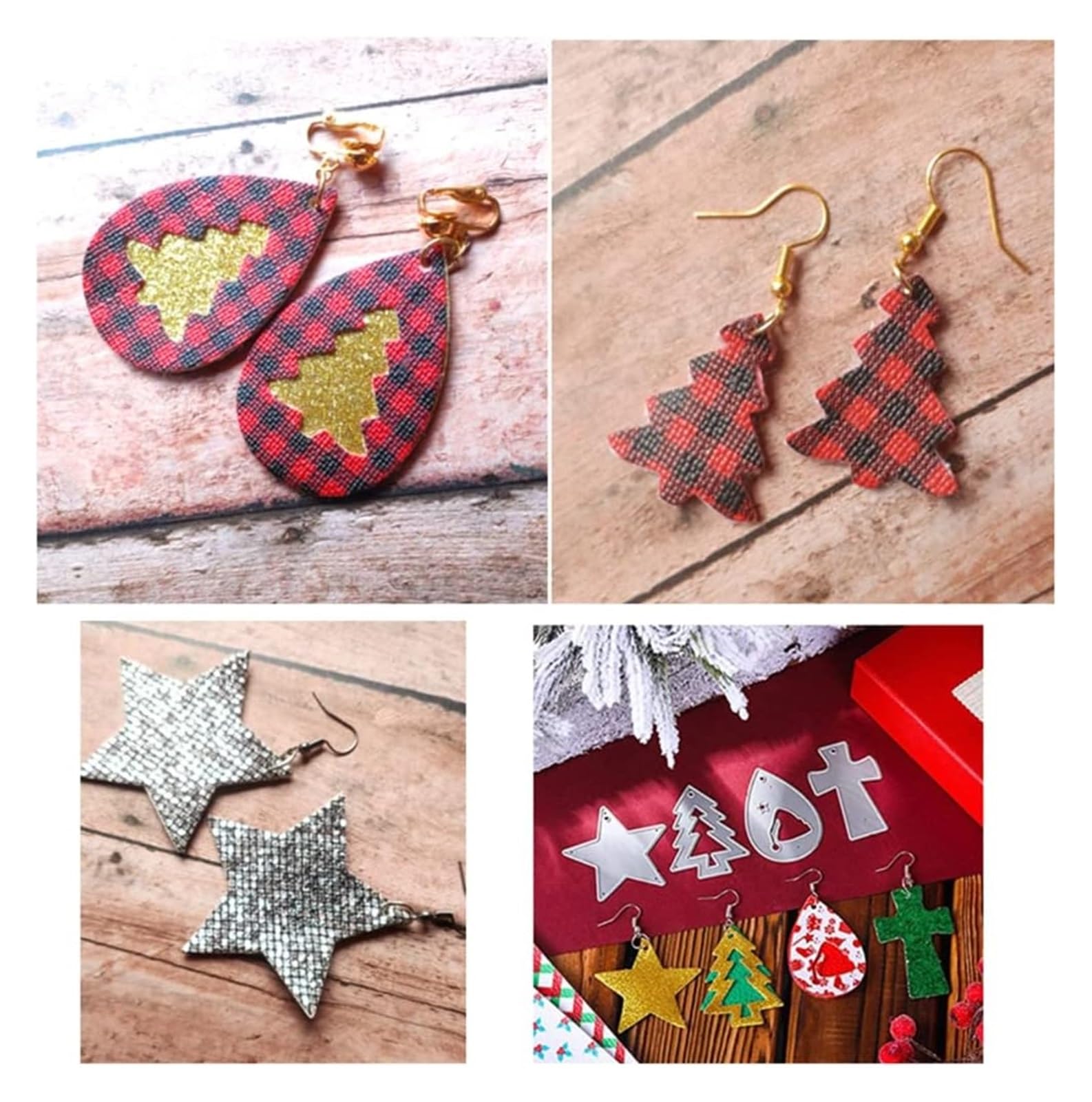 Kit de fabricación de moldes de bricolaje, troqueles de corte, aretes de Navidad, troqueles de corte de metal, plantilla para bricolaje y álbumes de recortes decorativos