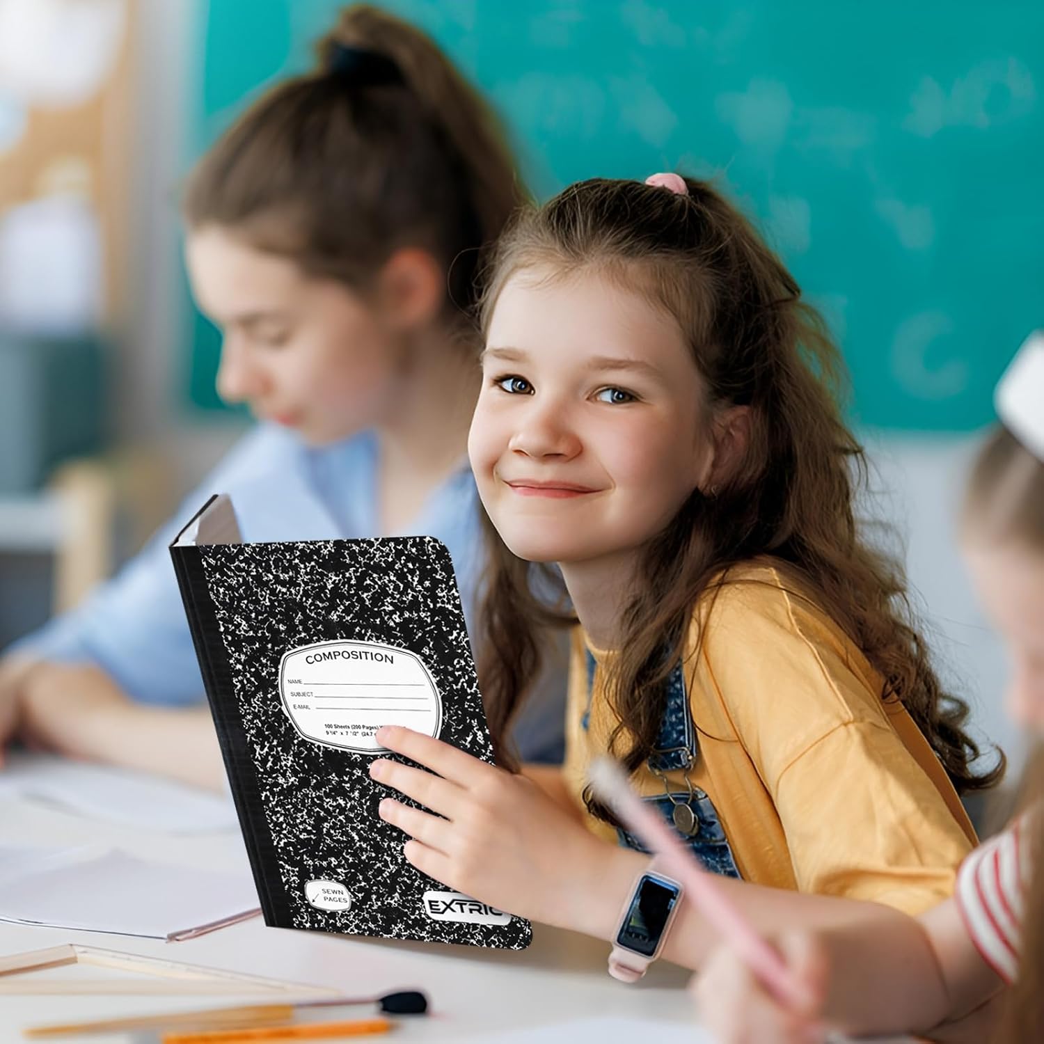 EXTRIC Composition Notebook College Ruled – 48 Pack bulk College Ruled Notebooks for School, 200 Pages (100 Sheets) No Bleed Composition Book Black Marble 9.75 x 7.5 in