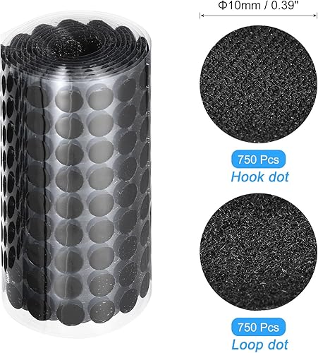 Miniatura 2 de uxcell Puntos autoadhesivos, 750 pares de 0.39 pulgadas, cintas de mezcla de tela de gancho y bucle, pequeños puntos redondos para aula, oficina,