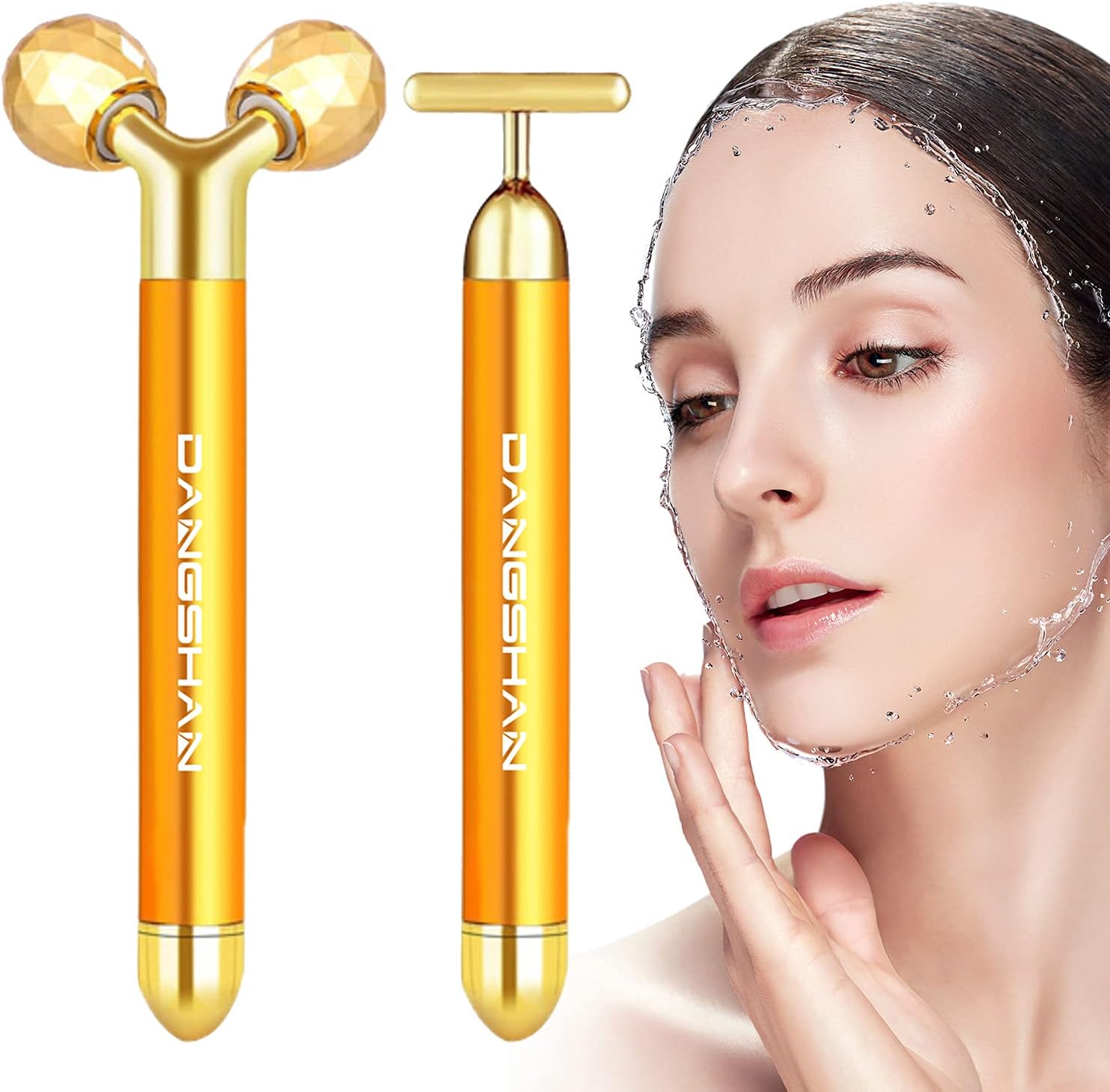 DANGSHAN 2 in 1 Beauty Face Roller 3D Roller and T Shape Facial Roller Kit Skin Care Tools