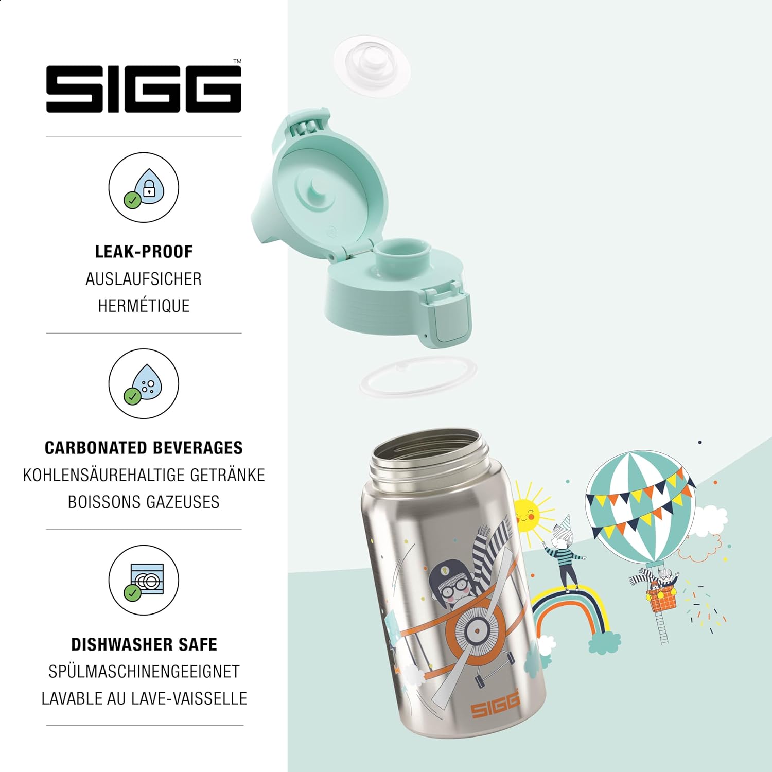 SIGG - Stainless Steel Kids Bottle - Shield One - Suitable For Carbonated Beverages - 17 Oz - Image 3