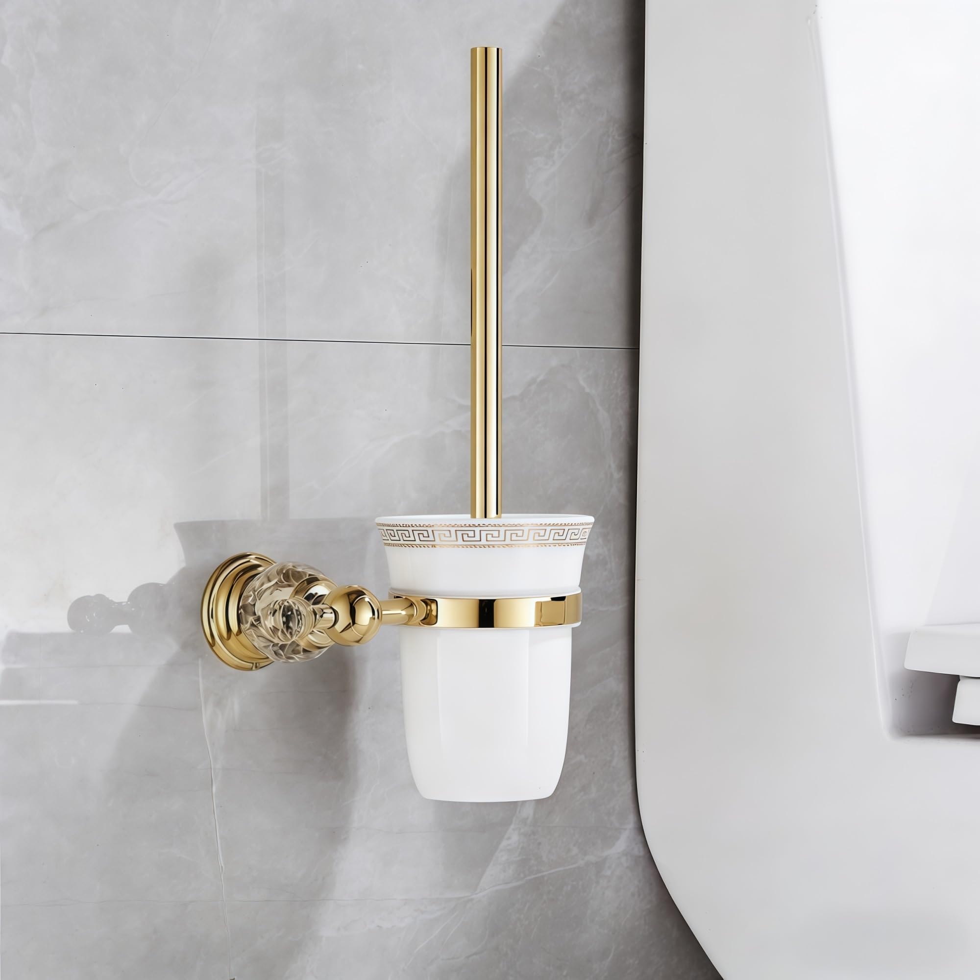 Styl Europejski Mosiądz Kryształ WC Szczotka Uchwyt, Pozłacane Szczotka toaletowa Produkty łazienkowe Akcesoria łazienkowe