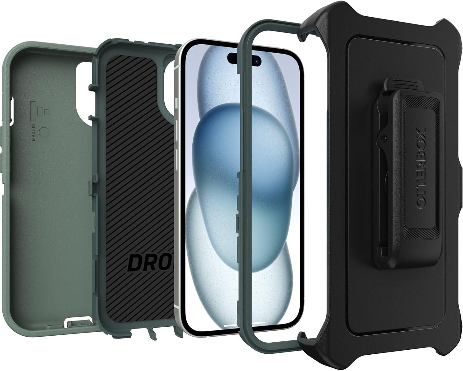 OtterBox iPhone 16e, iPhone 15, iPhone 14, & iPhone 13 (Only) - Defender Series Case - Forest Ranger (Green) - Case Only - Screenless - Rugged & Durable - with Port Protection - Non-Retail Packaging | Case Only, Screenless, Rugged, Durable, with Port Protection, Non-Retail Packaging