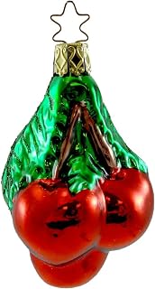 INGE GLAS Farmers Market, Blown Glass, Ornament Fruit, Decorative Hanging Ornaments, 123808 Cherry Shiny