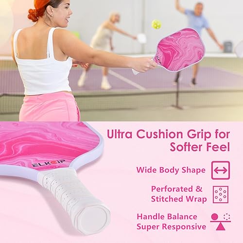 Miniatura 3 de Paleta de pickleball compuesta con cubierta para mujer, fibra de carbono de grafito, polipropileno, núcleo de panal de abeja, raqueta de pickleball,