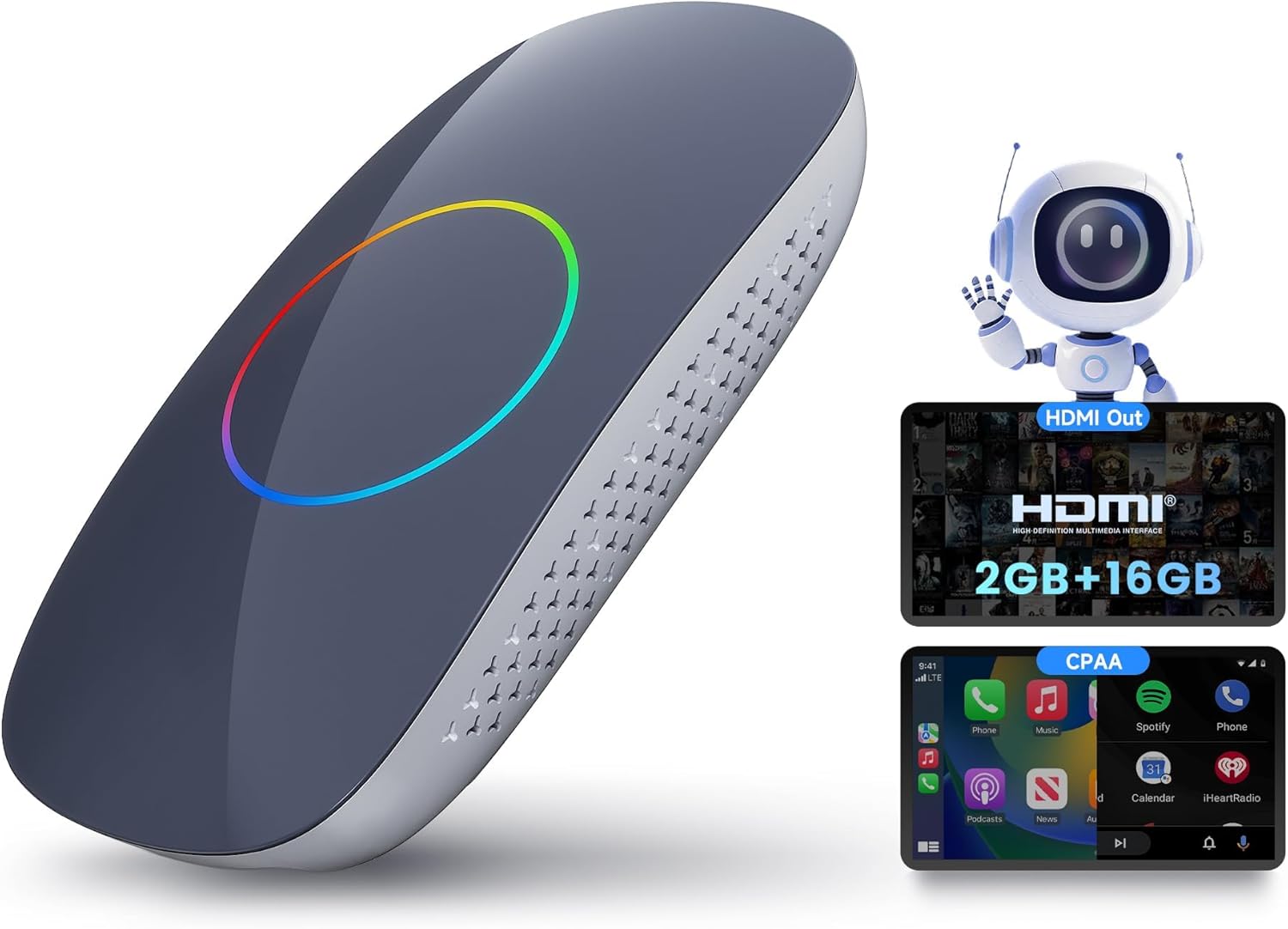 AIボックス、ワイヤレスCarplay・Android Auto対応、2GB+16GB 、動画配信アプリ視聴可能