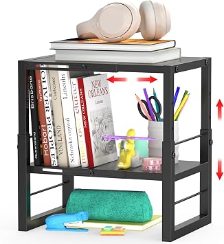LIDTOP Locker Organizer Shelf School, Adjustable Width and Height, Stackable Metal Locker Storage Organization, Ideal Locker Fits Standard Size School, Office, and Gym Lockers, Black