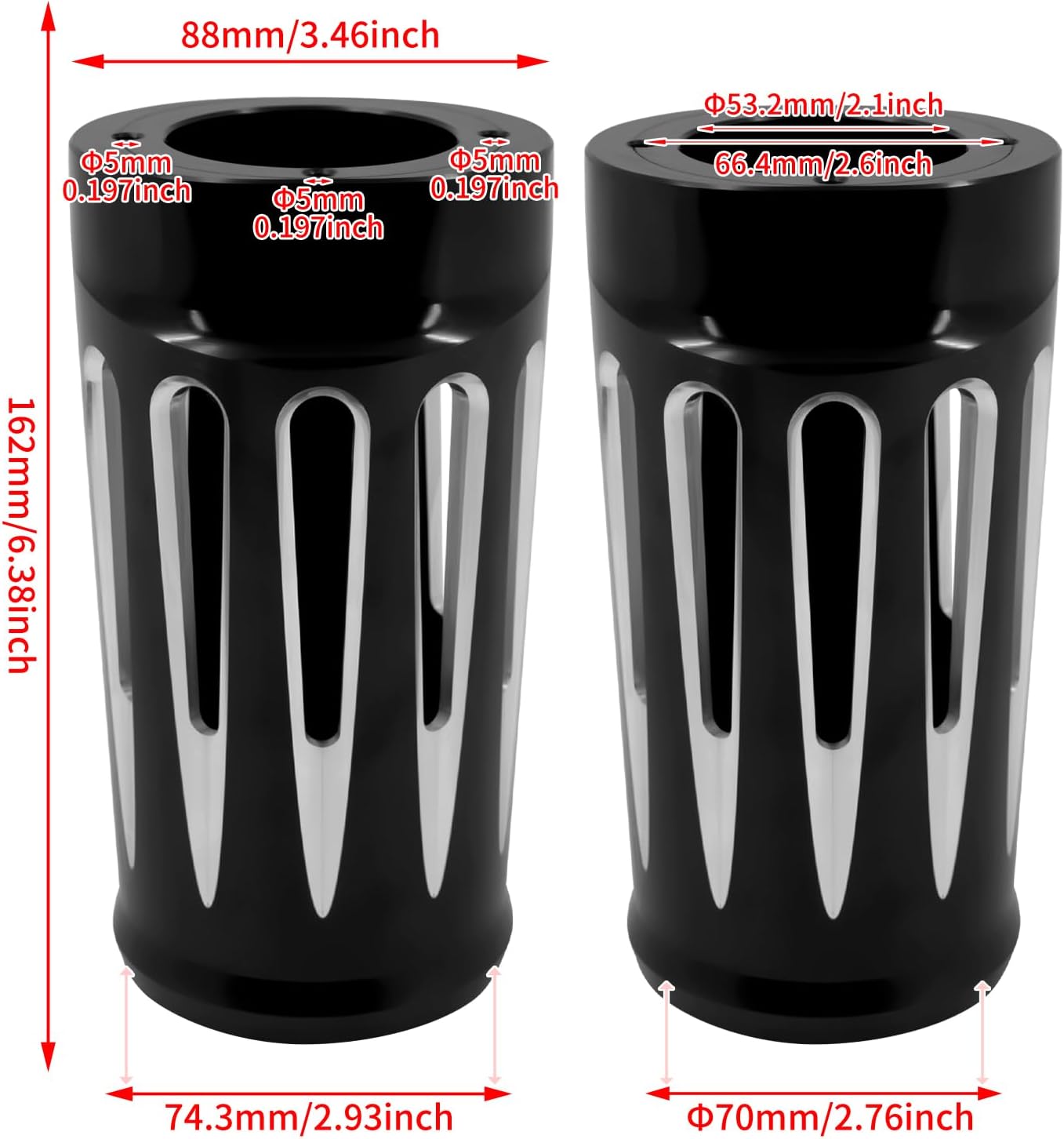 Motorcycle Upper Fork Boot Slider Covers Front Fork Boot Slider Covers Fit For Harley Touring Street Glide Road Glide Electra Glide Road King Trike 1984-2025 (Black-Sleek)
