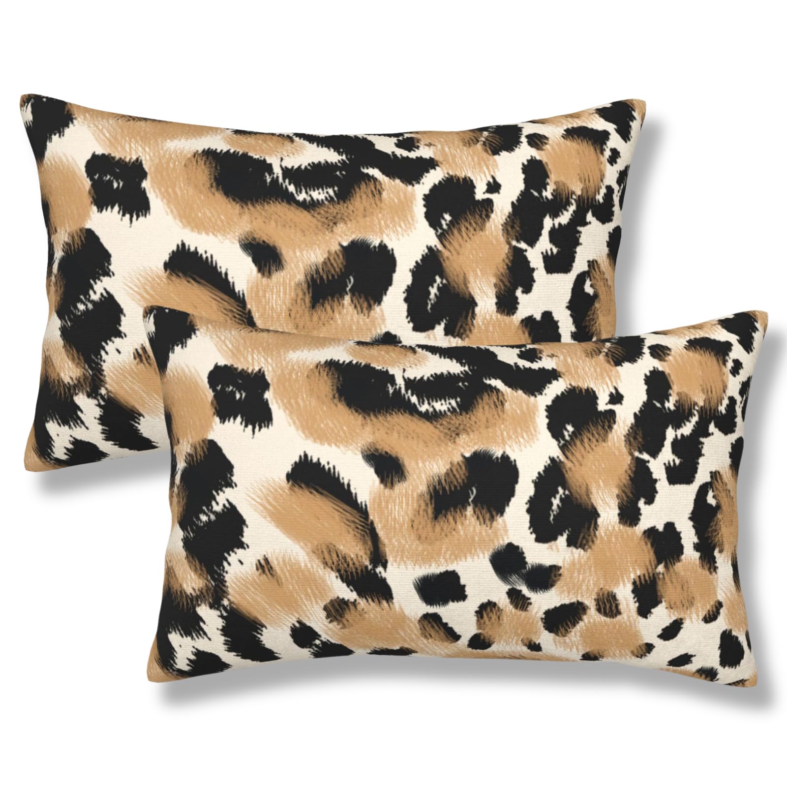 ZYNTIRAX Animal Leopard Print Throw Pillow Covers Black Brown Leopard Lumbar Pillow Cover 12x20 Inch Set of 2 Cheetah Animal Skin Pattern Pillowcase